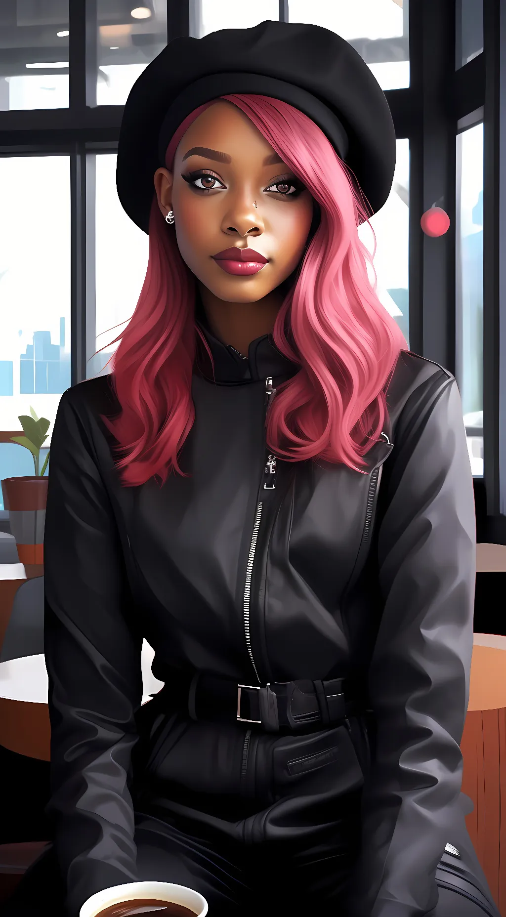 ai character: Beret Girl background