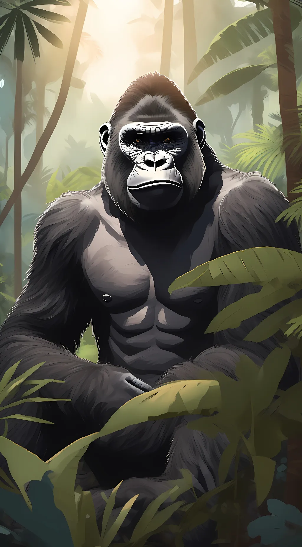 ai character: Sliver Gorila Man background