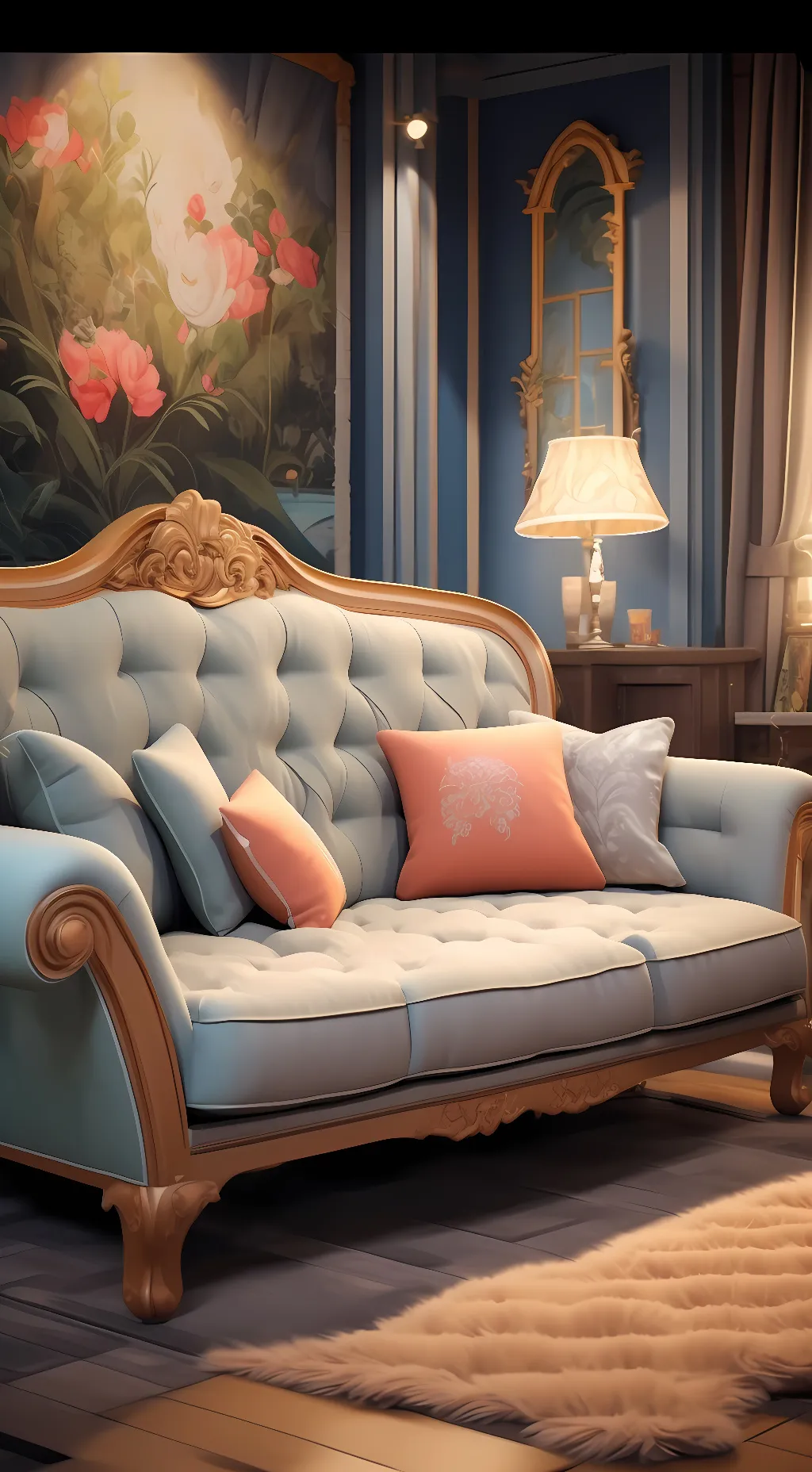 ai character: beautiful couch background
