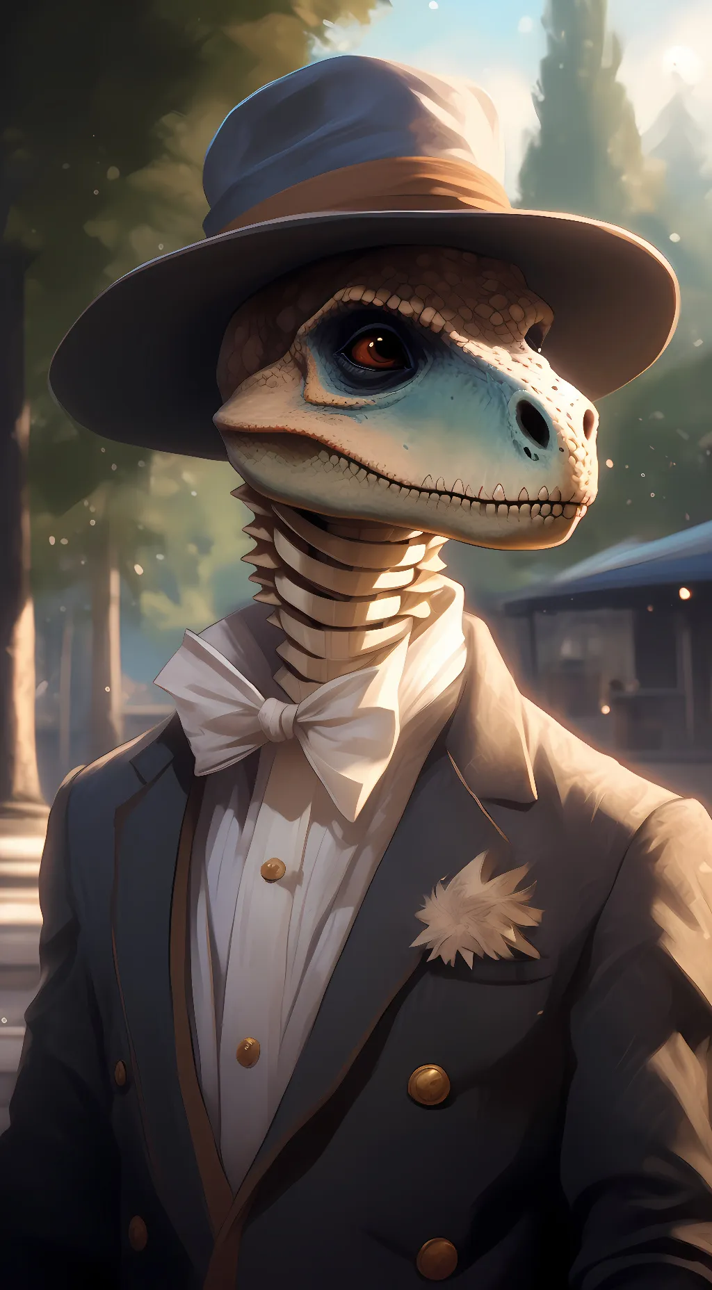 ai character: mr skeleton dino background