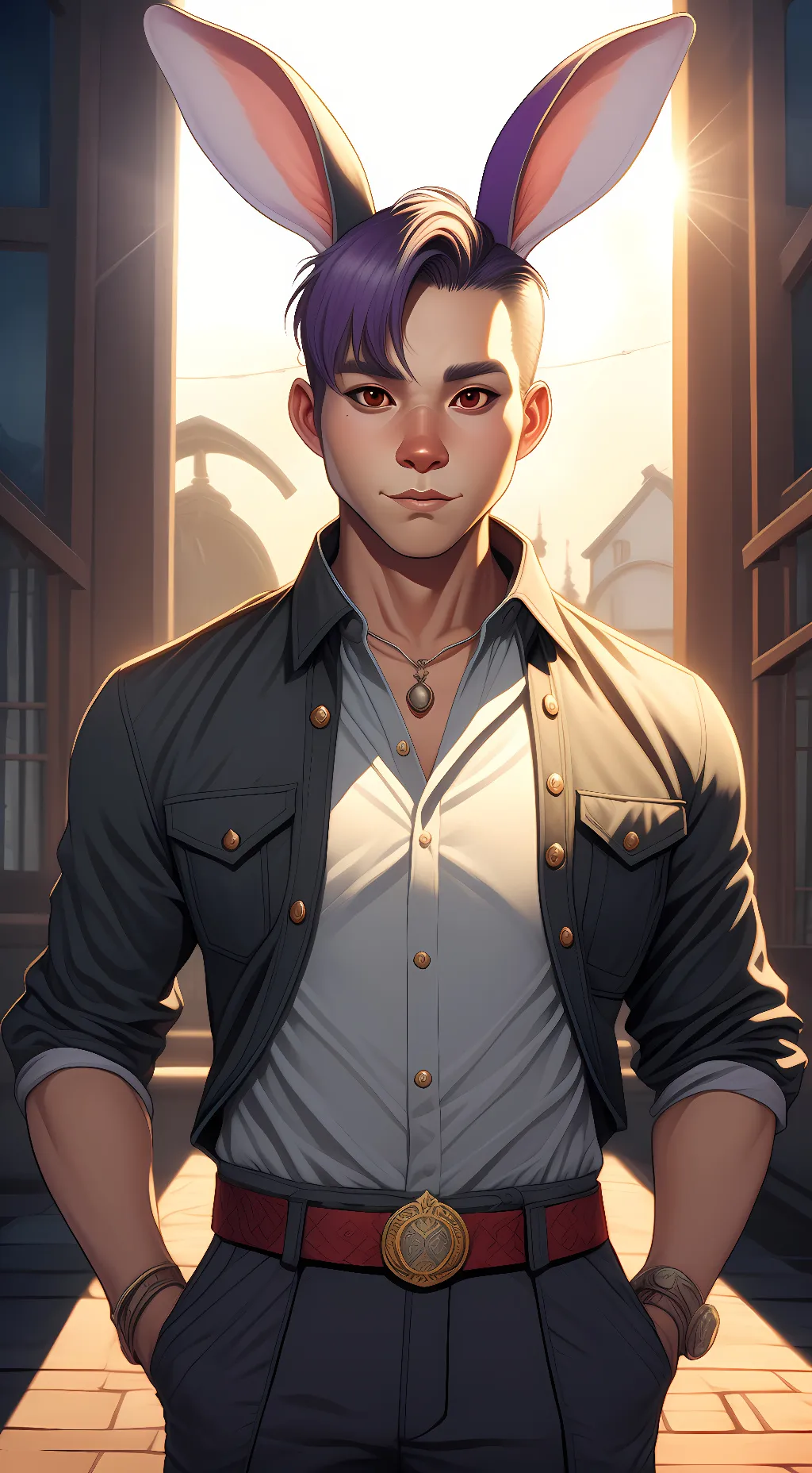 ai character: Raggytherabbitmon background