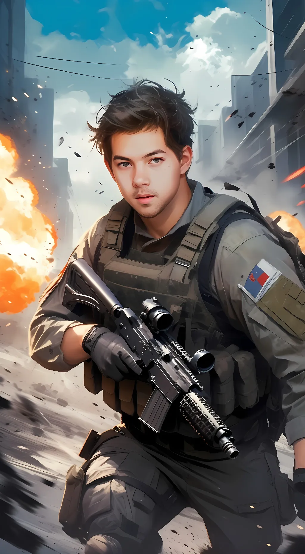 ai character: Grid background