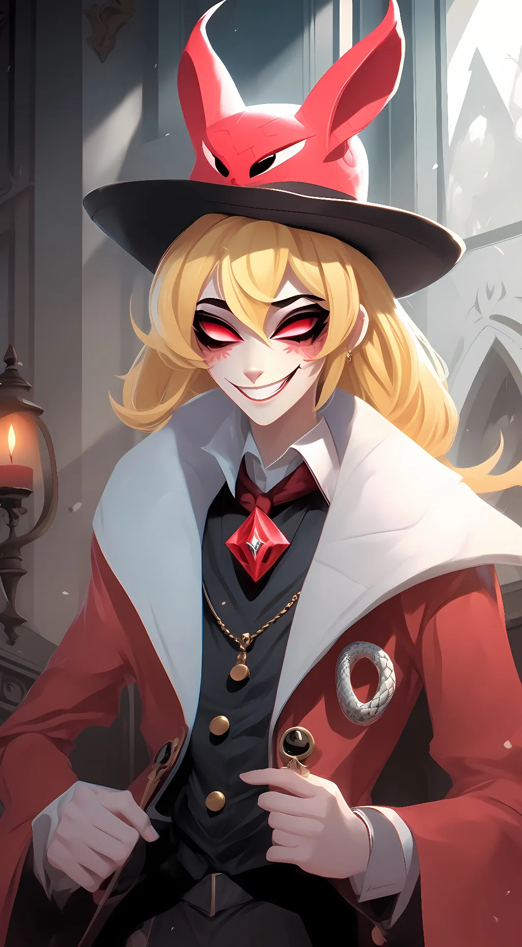 ai character: Lucifer mange background