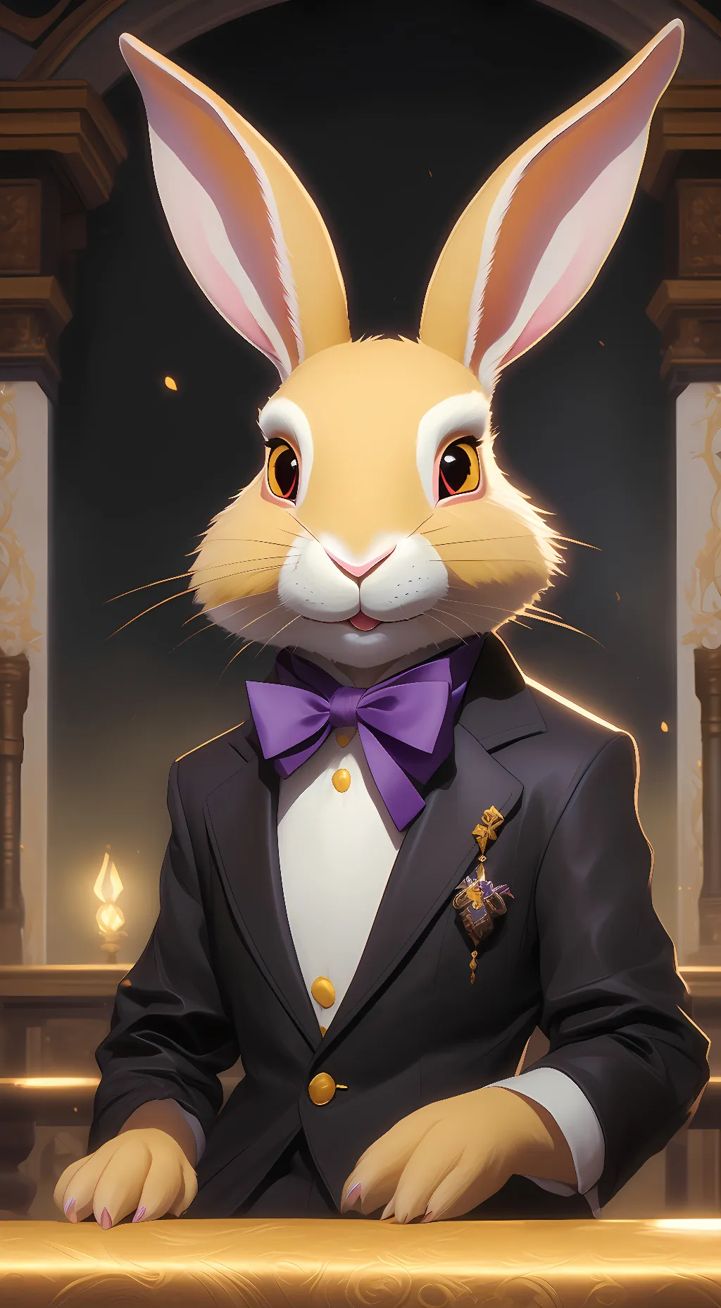 ai character: lucky the rabbit  background