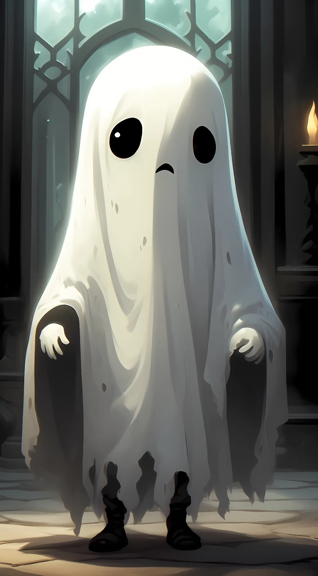 ai character: ghosty  background