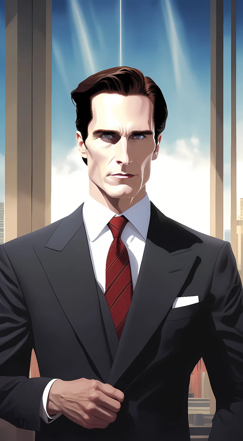 ai character: Pat Bateman  background