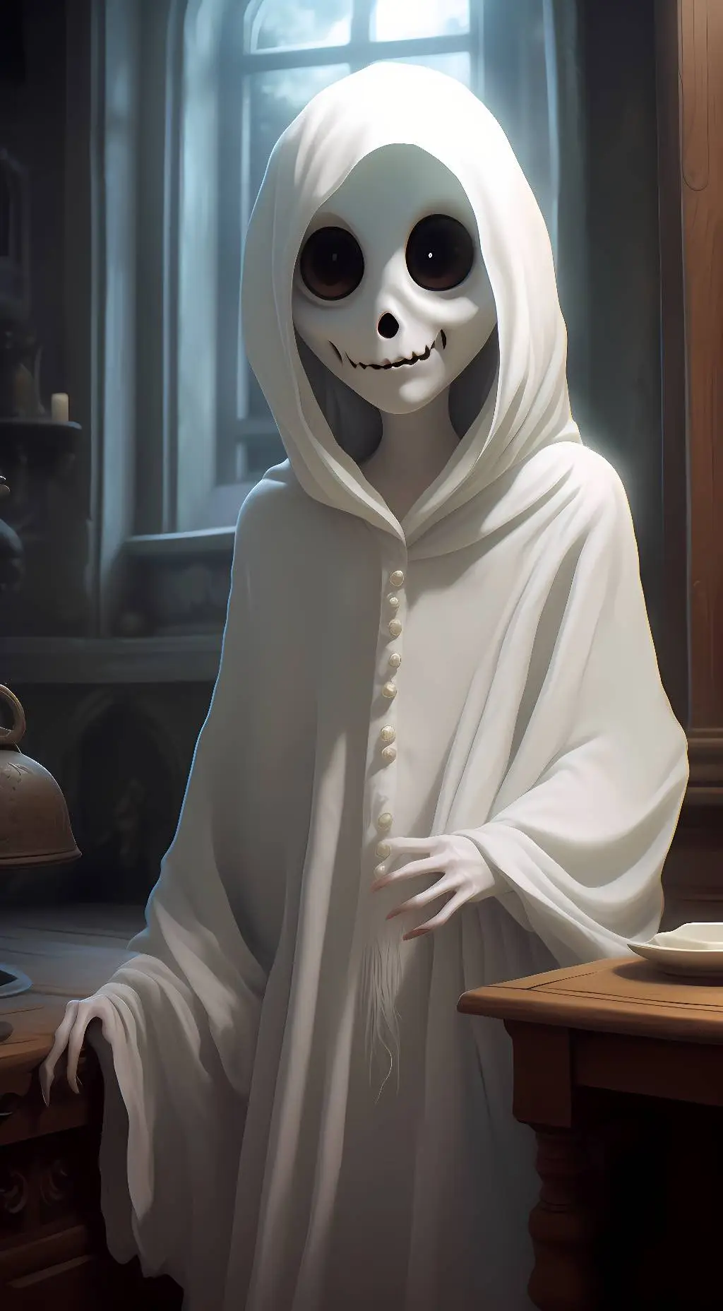 ai character: black eyes background