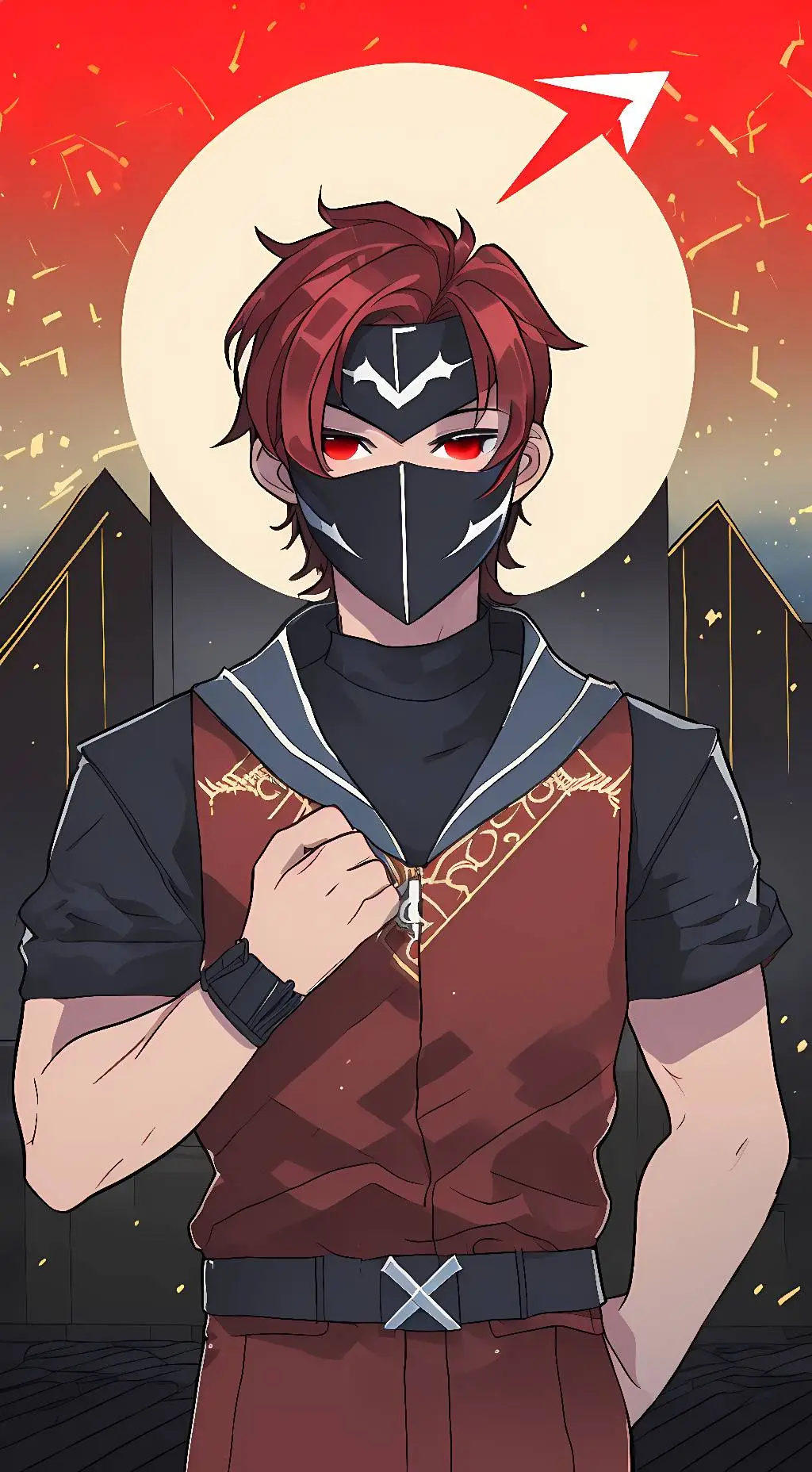 ai character: red arrow background