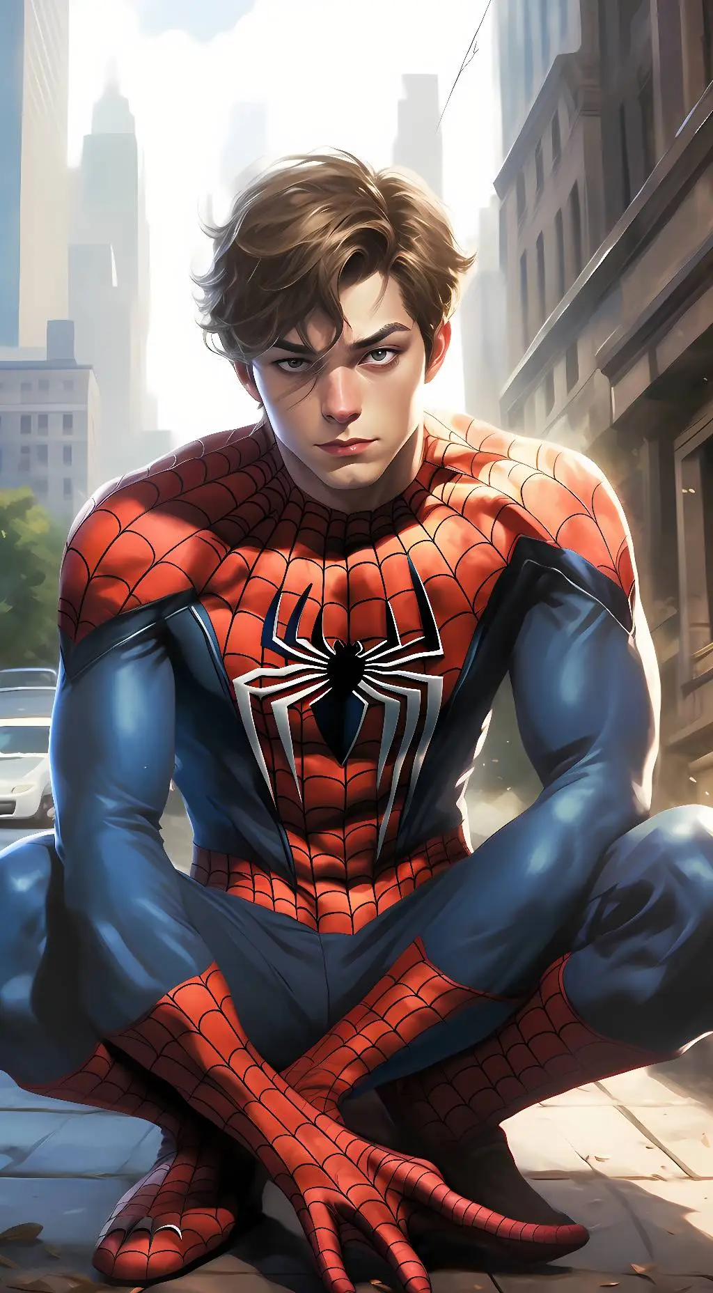 ai character: Spiderman  background