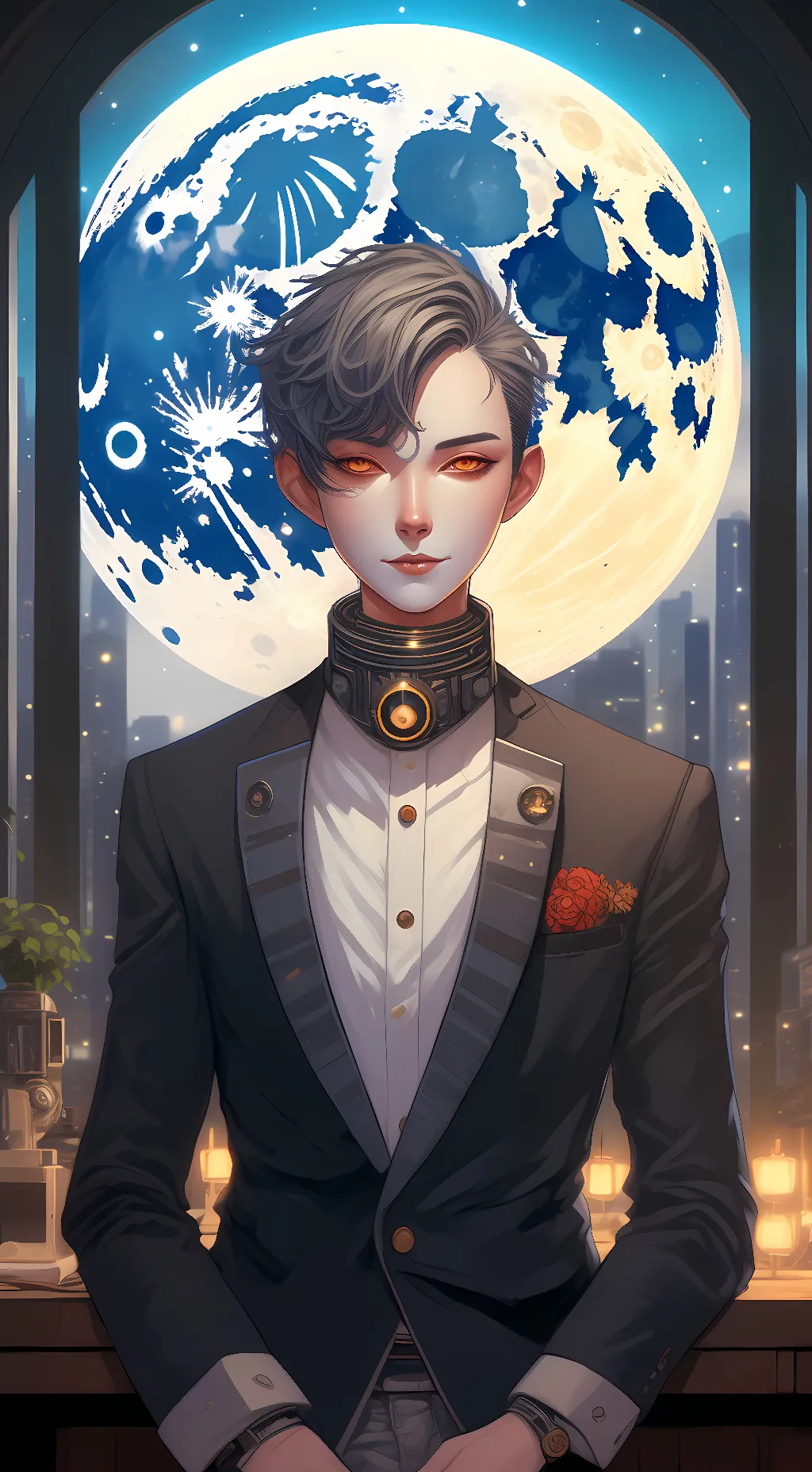 ai character: sun and moon  background