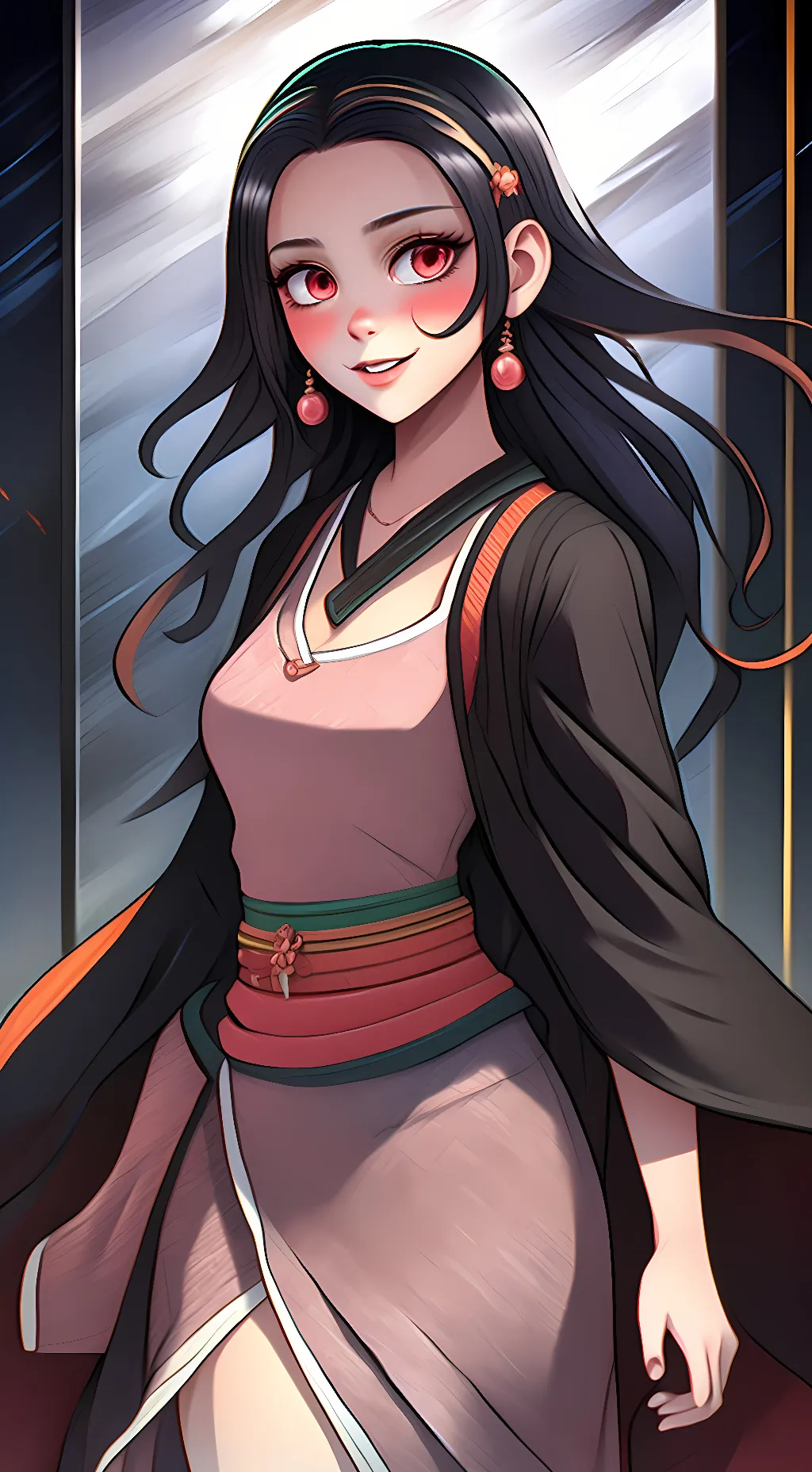 ai character: Nezuko Komodo background