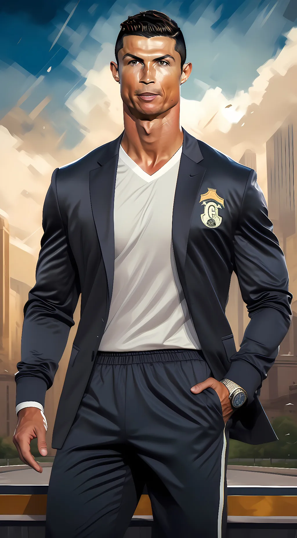 ai character: Cristiano Ronaldo  background