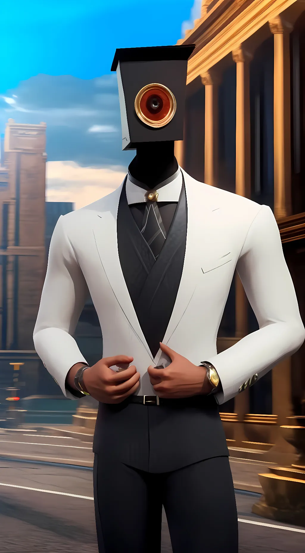 ai character: elite cameraman  background