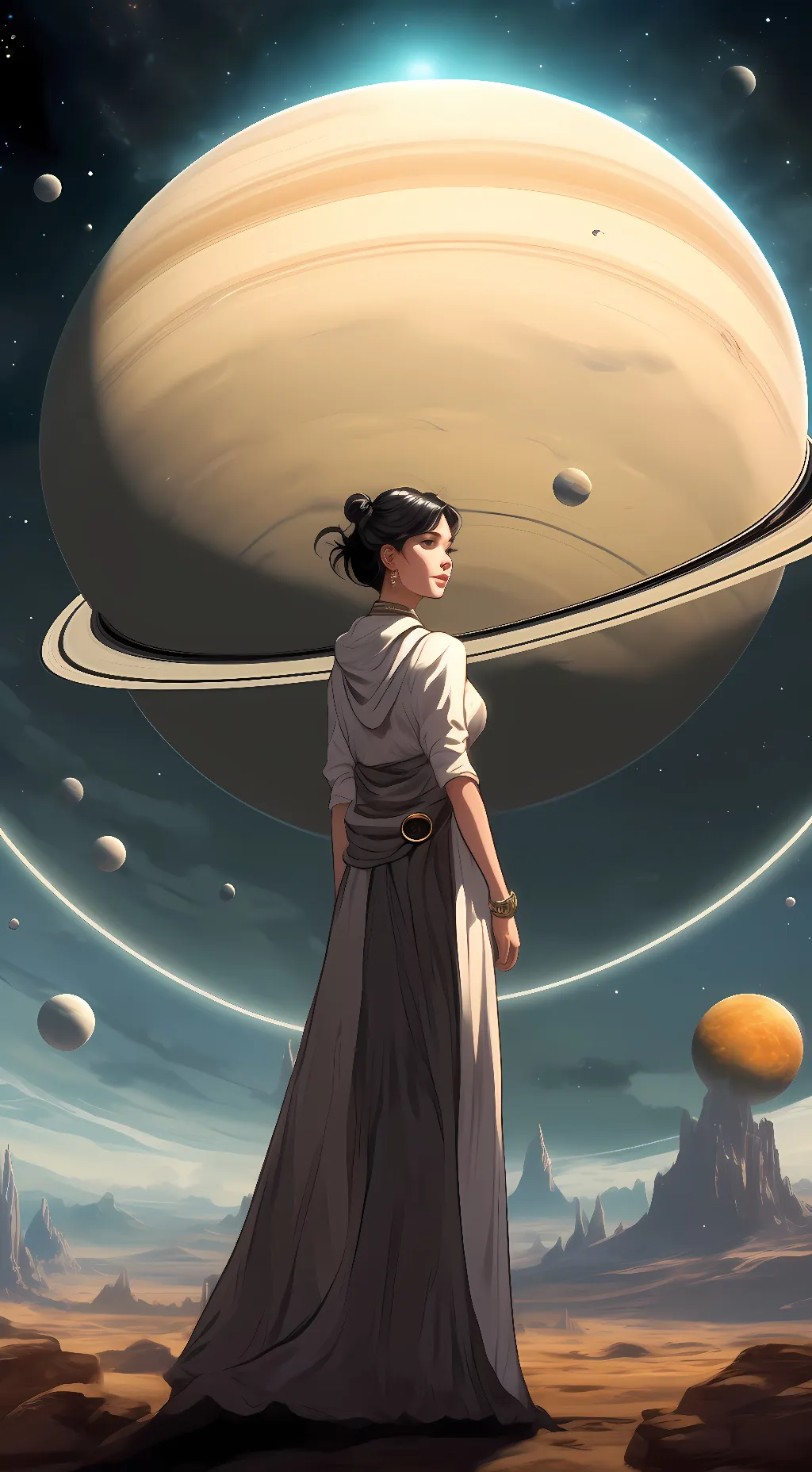 ai character: saturn (the planet background