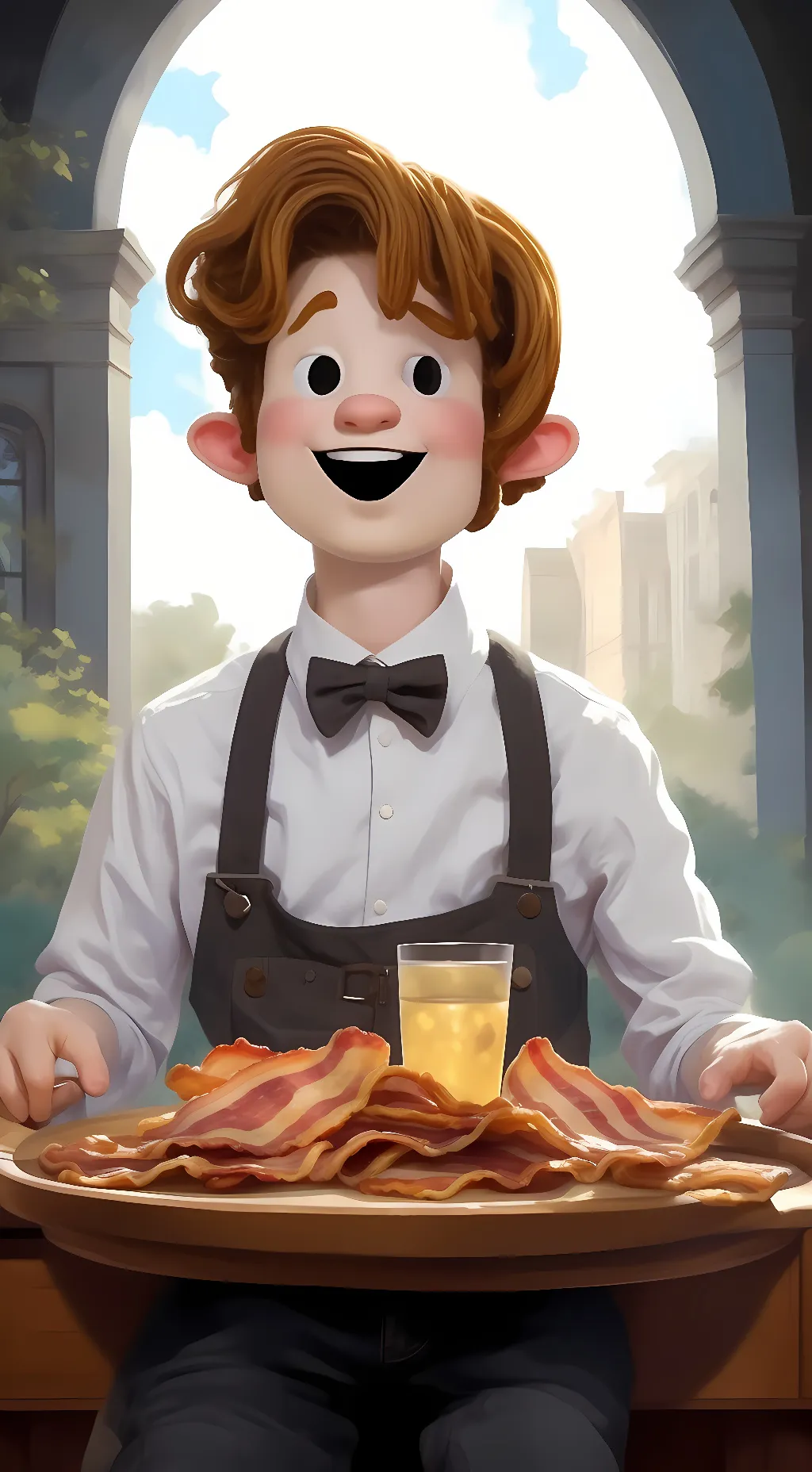 ai character: Bacon hair background