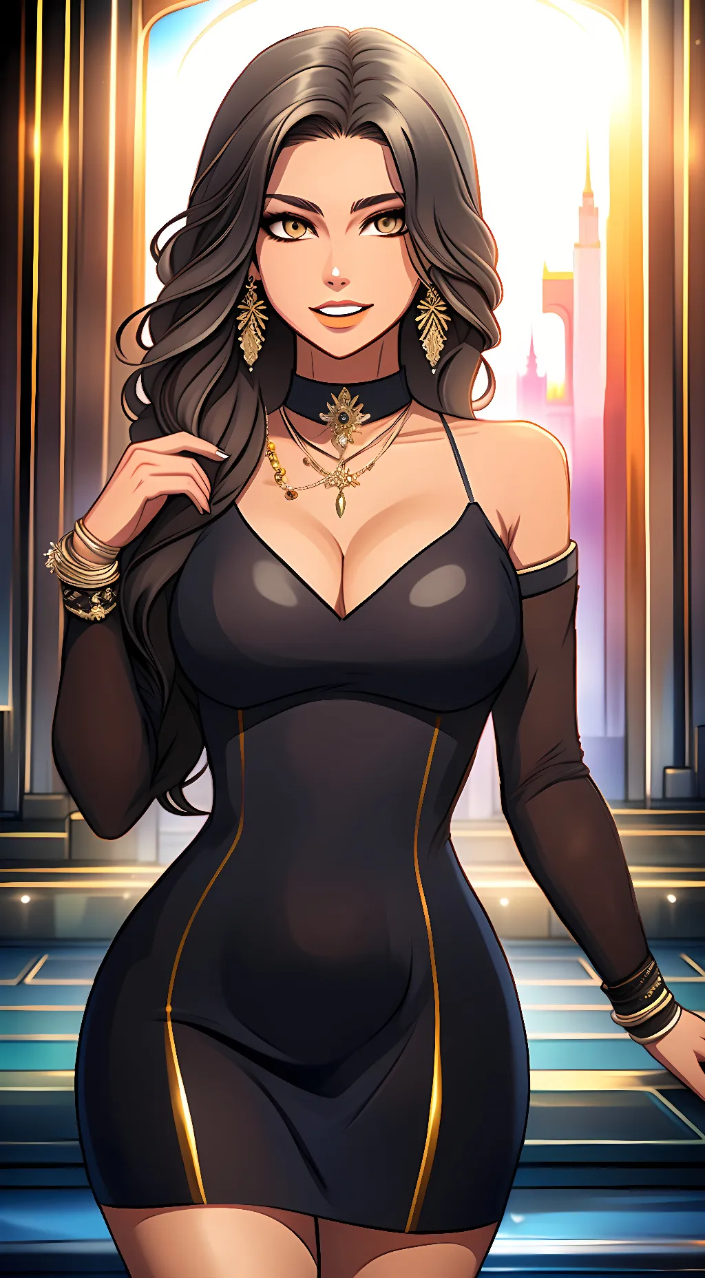 ai character: girl ghidorah  background