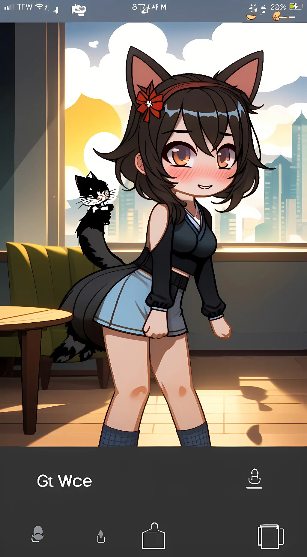 ai character: UwU cat~   background