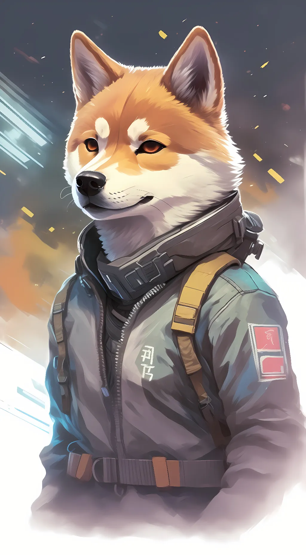 ai character: cyberpunk shiba background