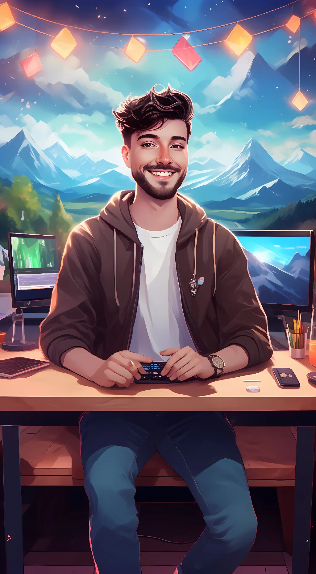 ai character: Mr.beast, background