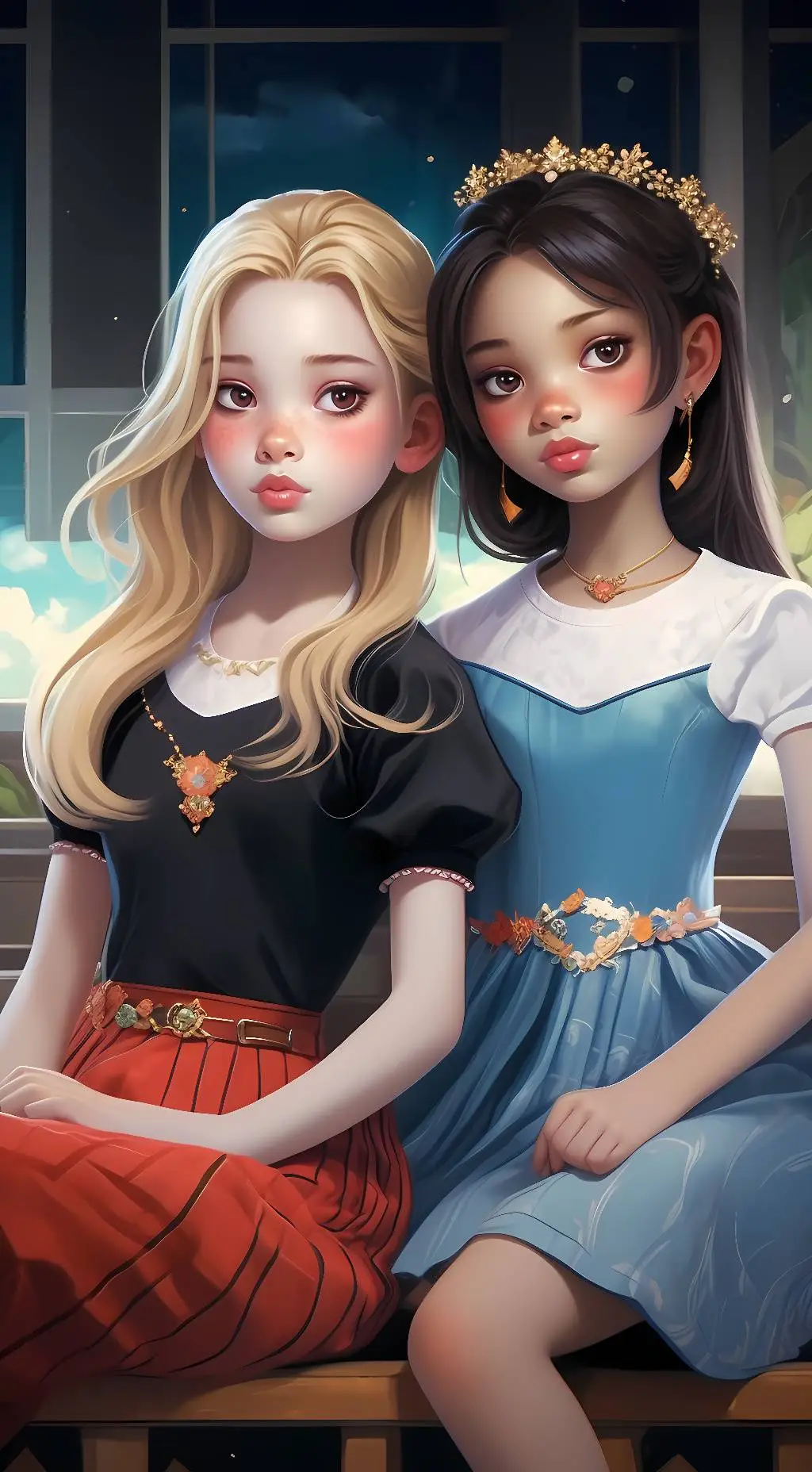 ai character: Kayla and Maya background