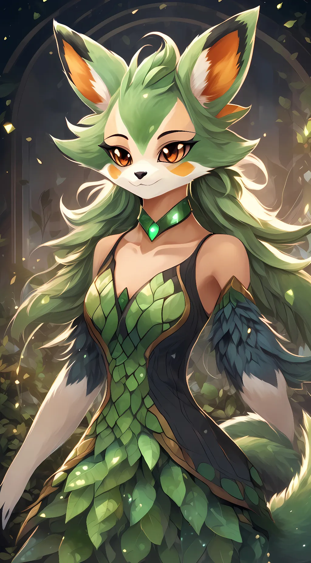 ai character: sexy leafeon  background