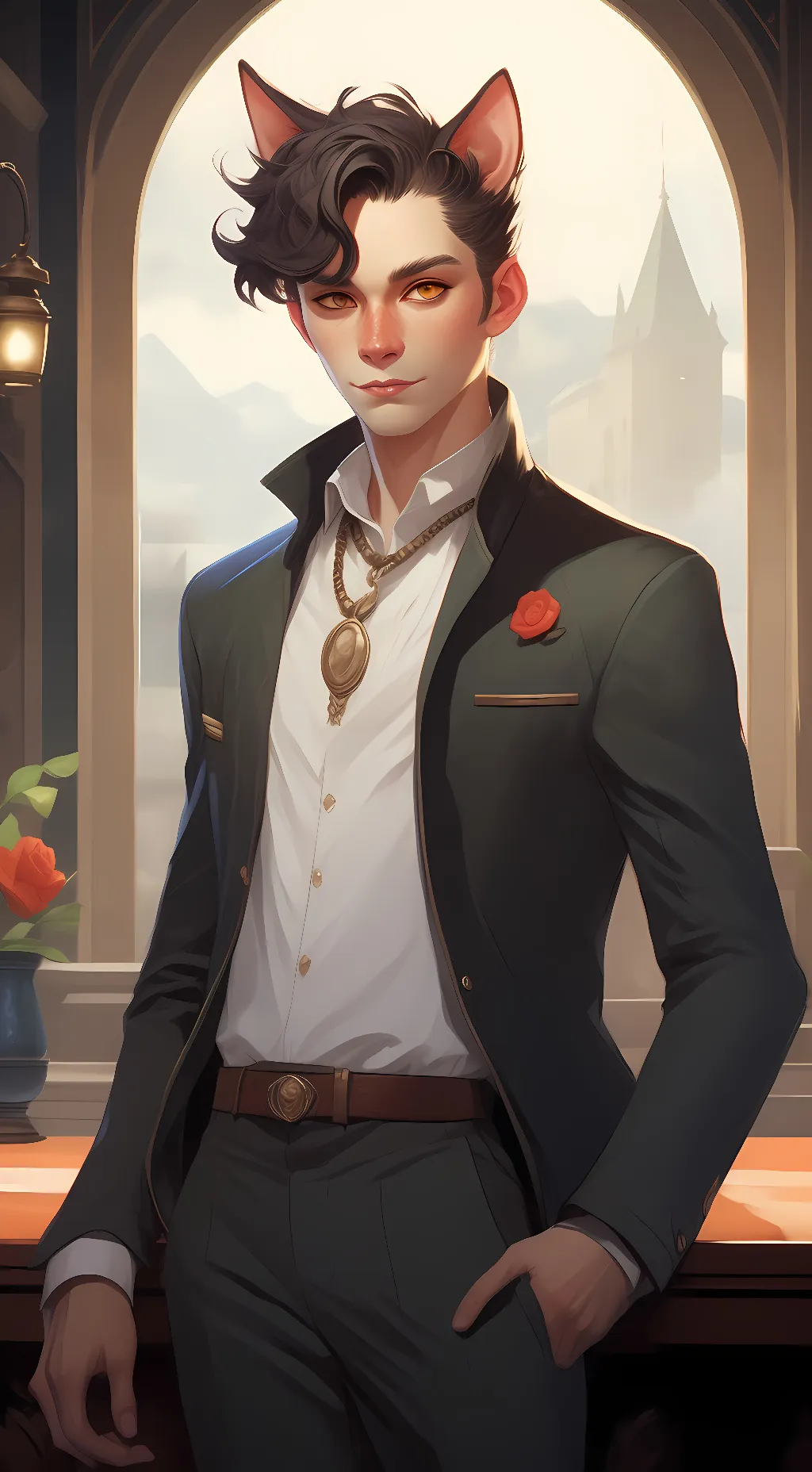 ai character: ginger and snow background