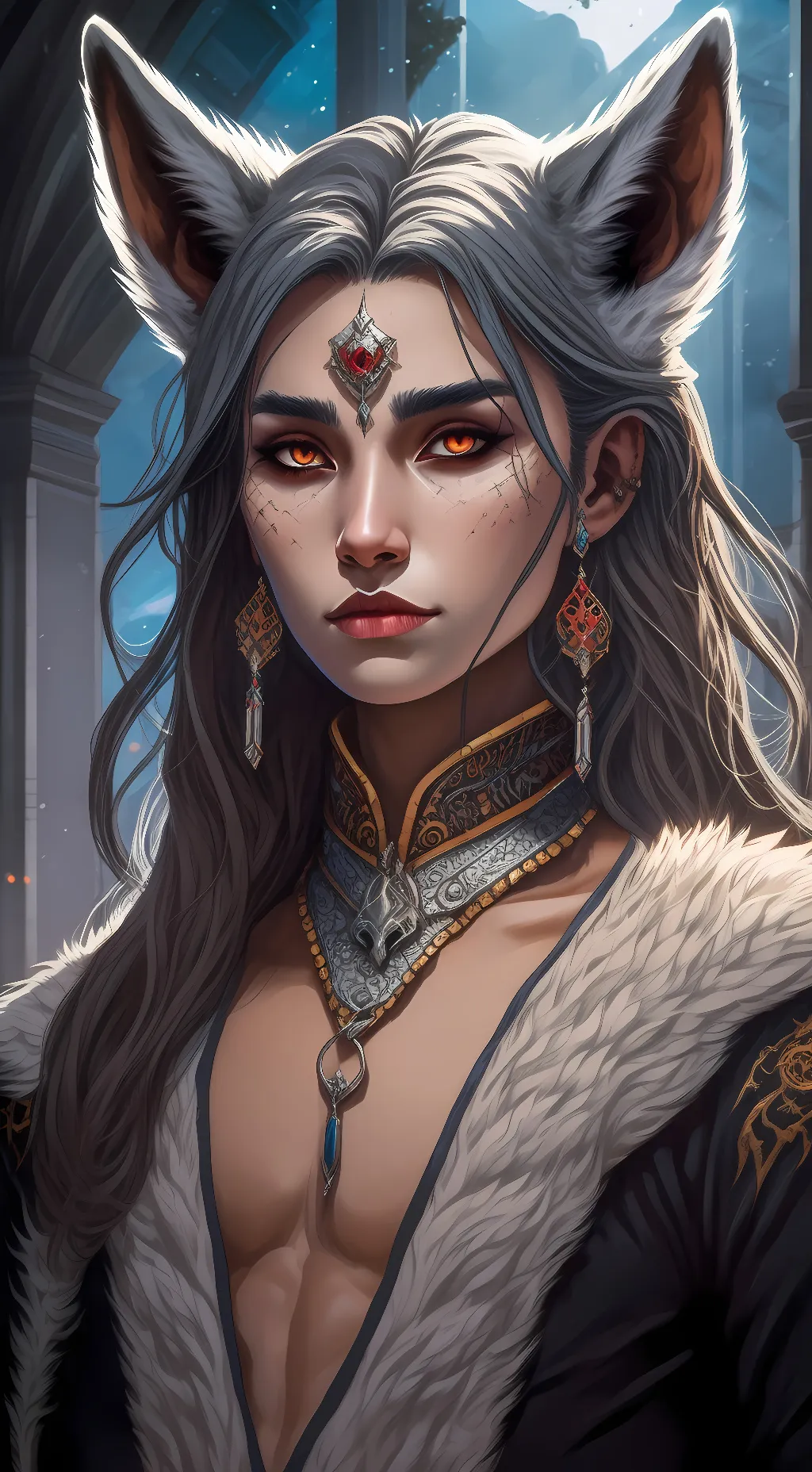 ai character:  Grey sky background