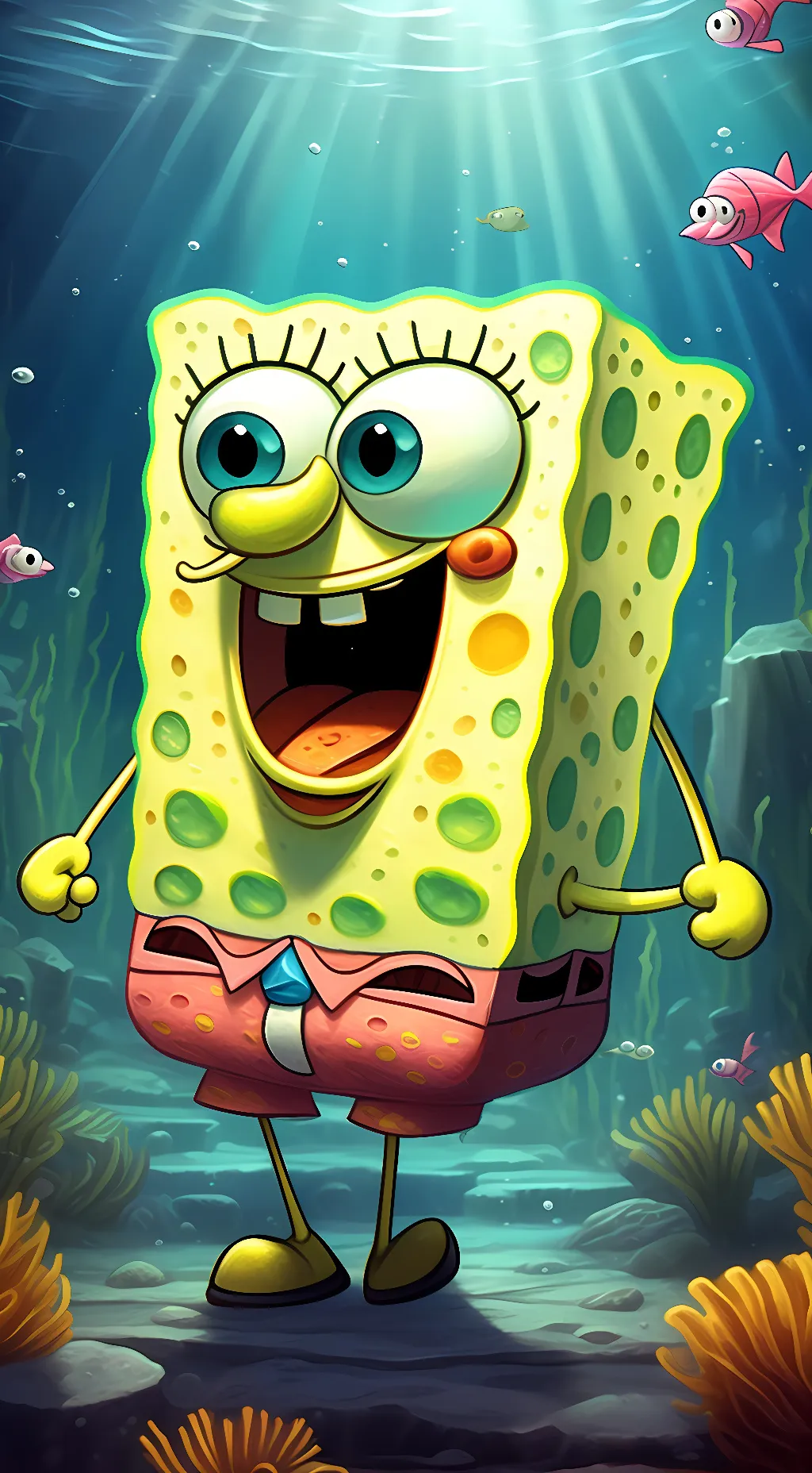 ai character: SpongeBob  background