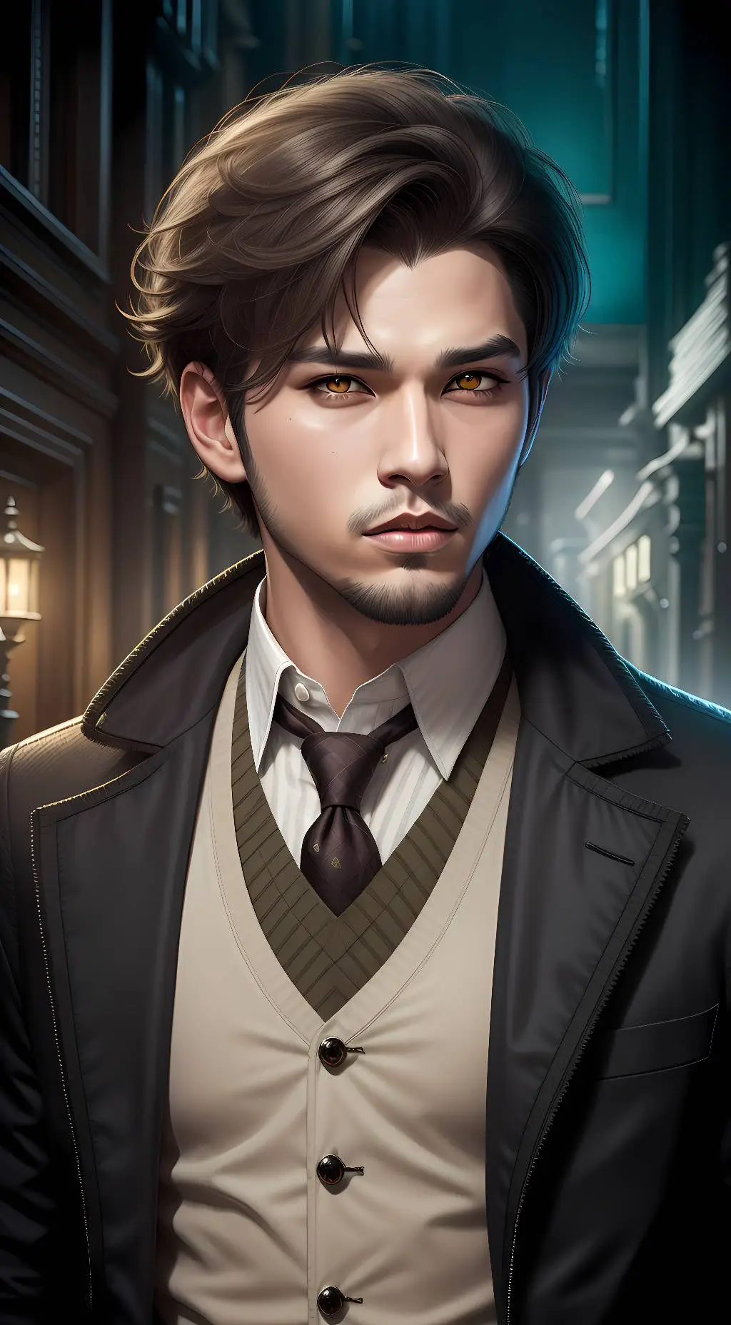 ai character: Lucifer. background