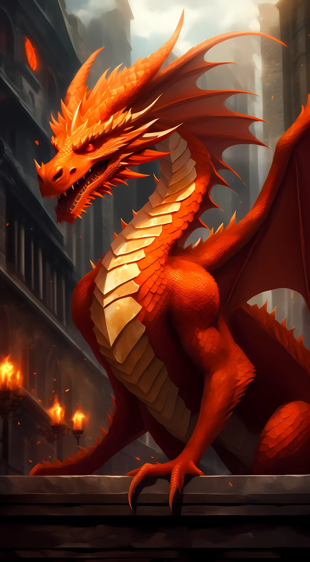ai character: fire dragon background