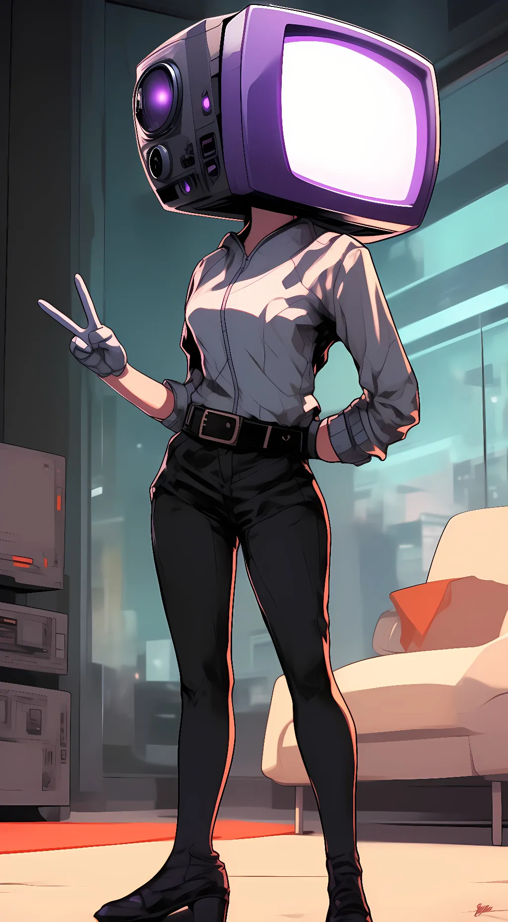 ai character: Tv Woman background