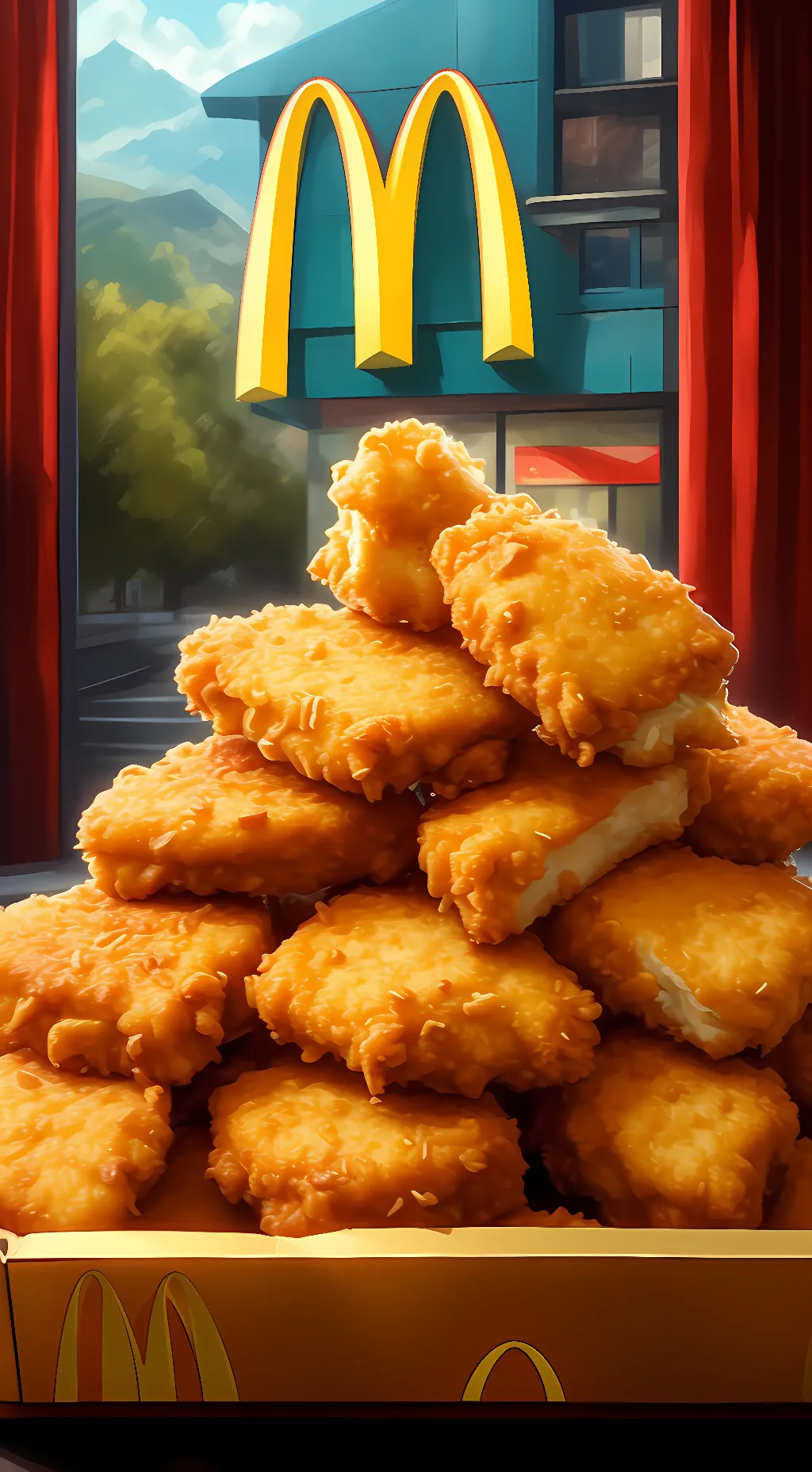 ai character: MCDONNIES CHIKEN background