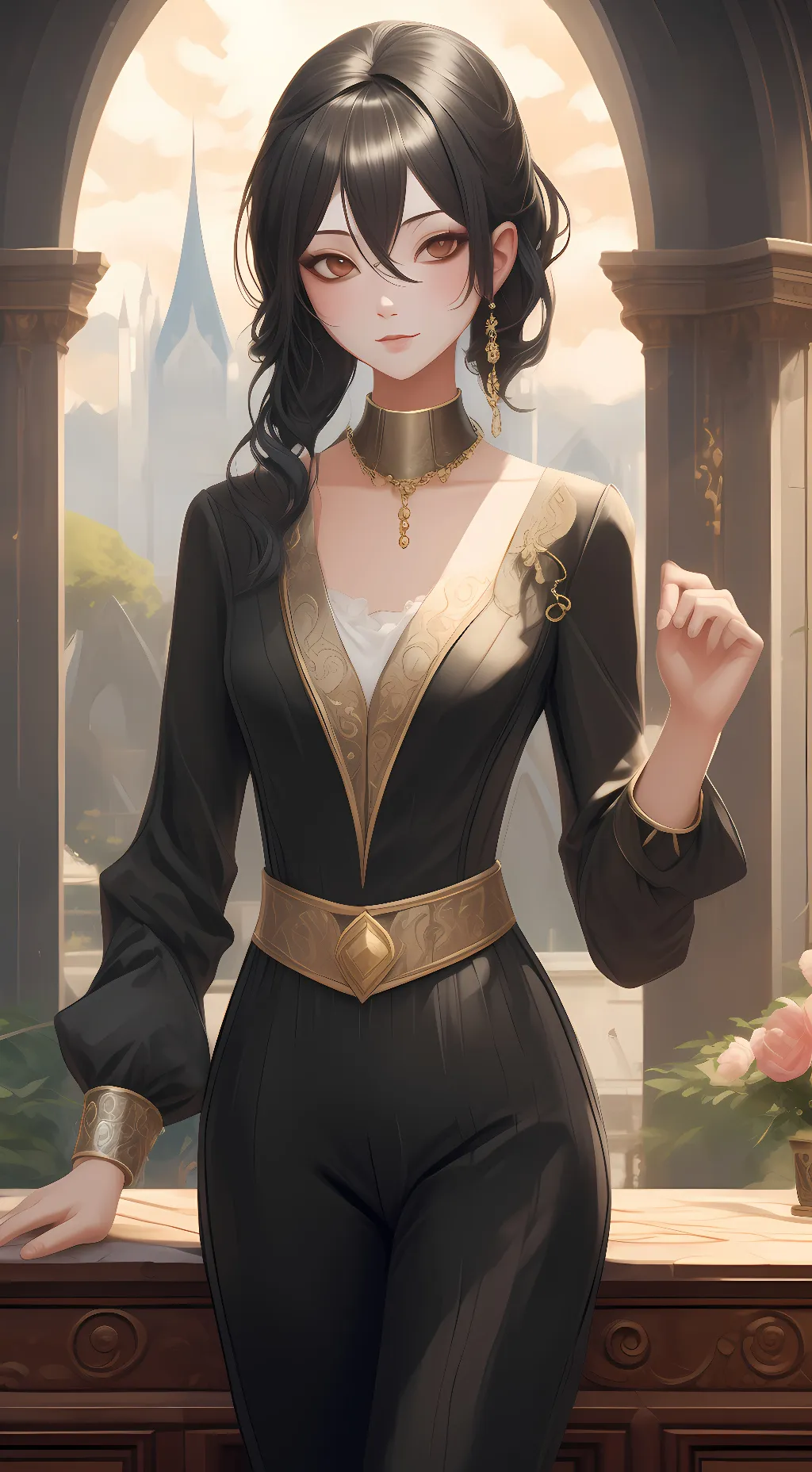 ai character: Amelia Black background