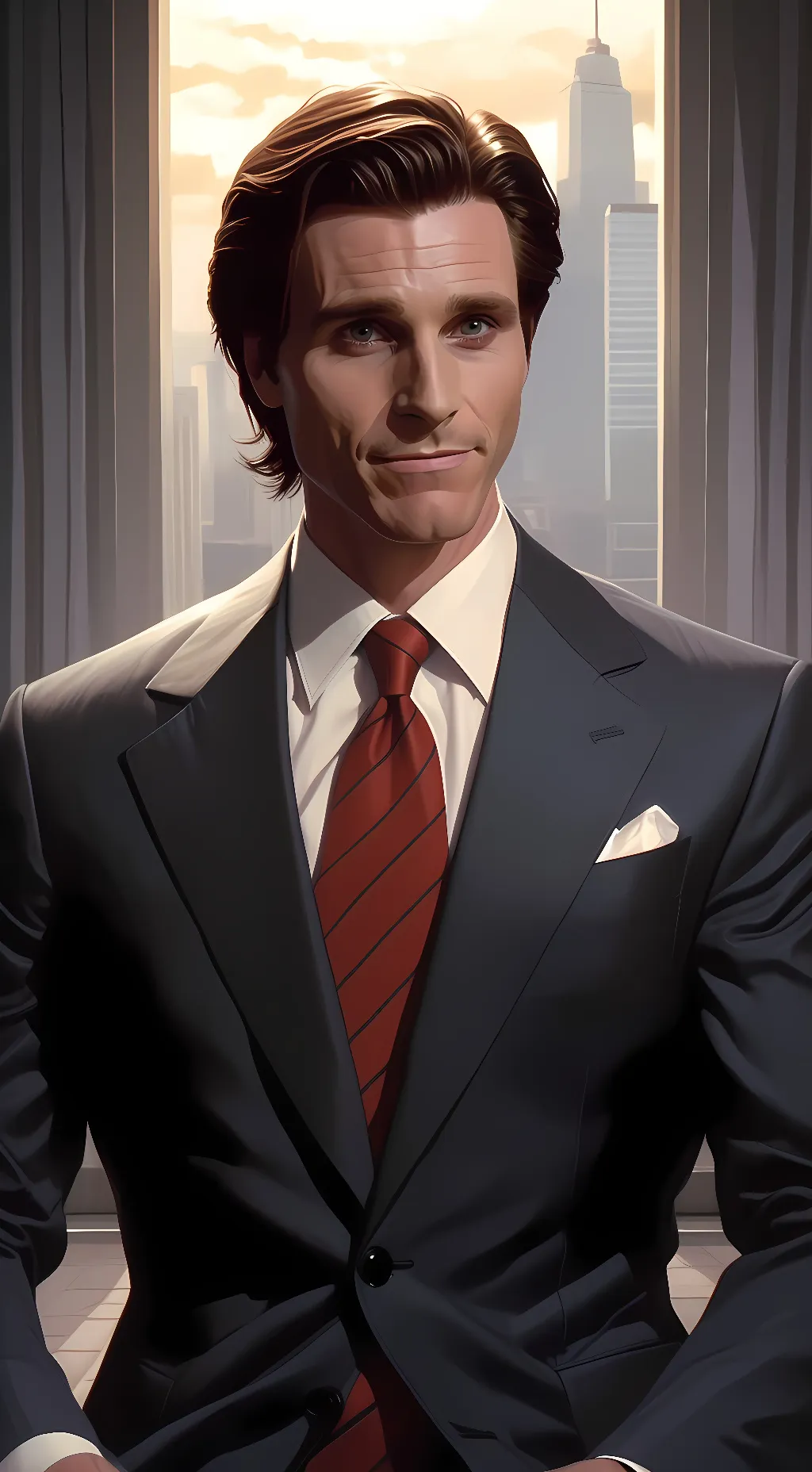 ai character: Patrick Batman  background