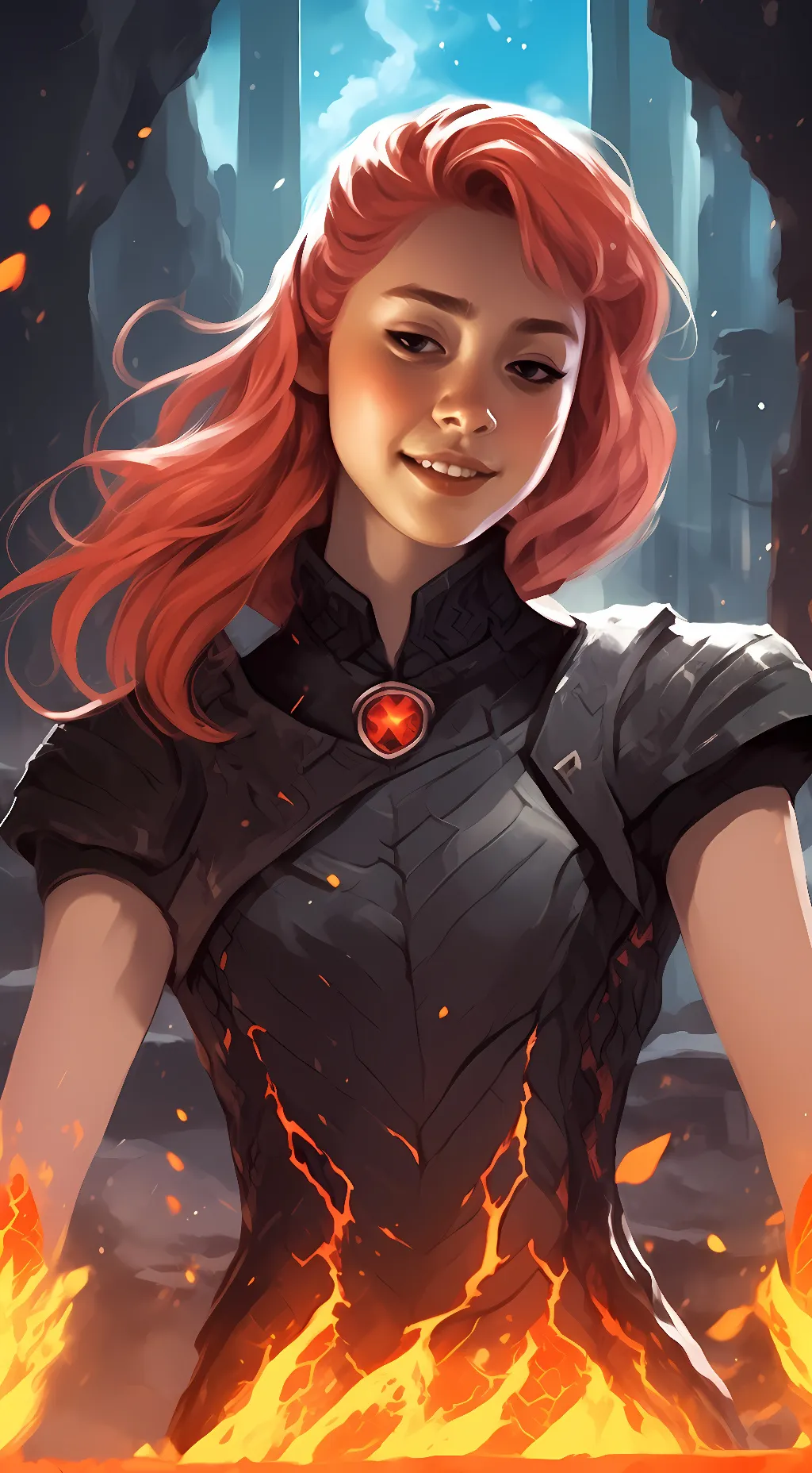 ai character: Lava girl background