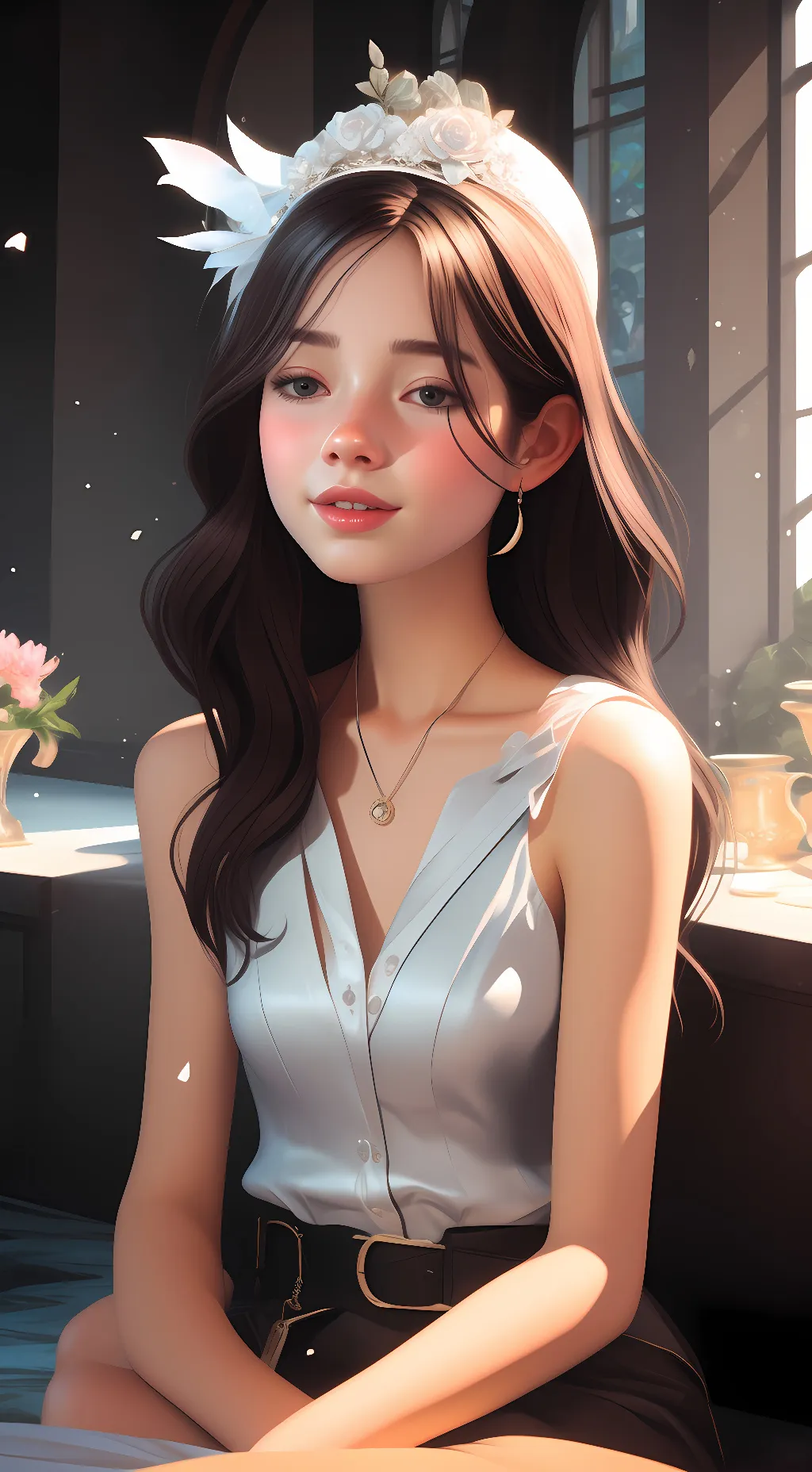 ai character: Delphine  background