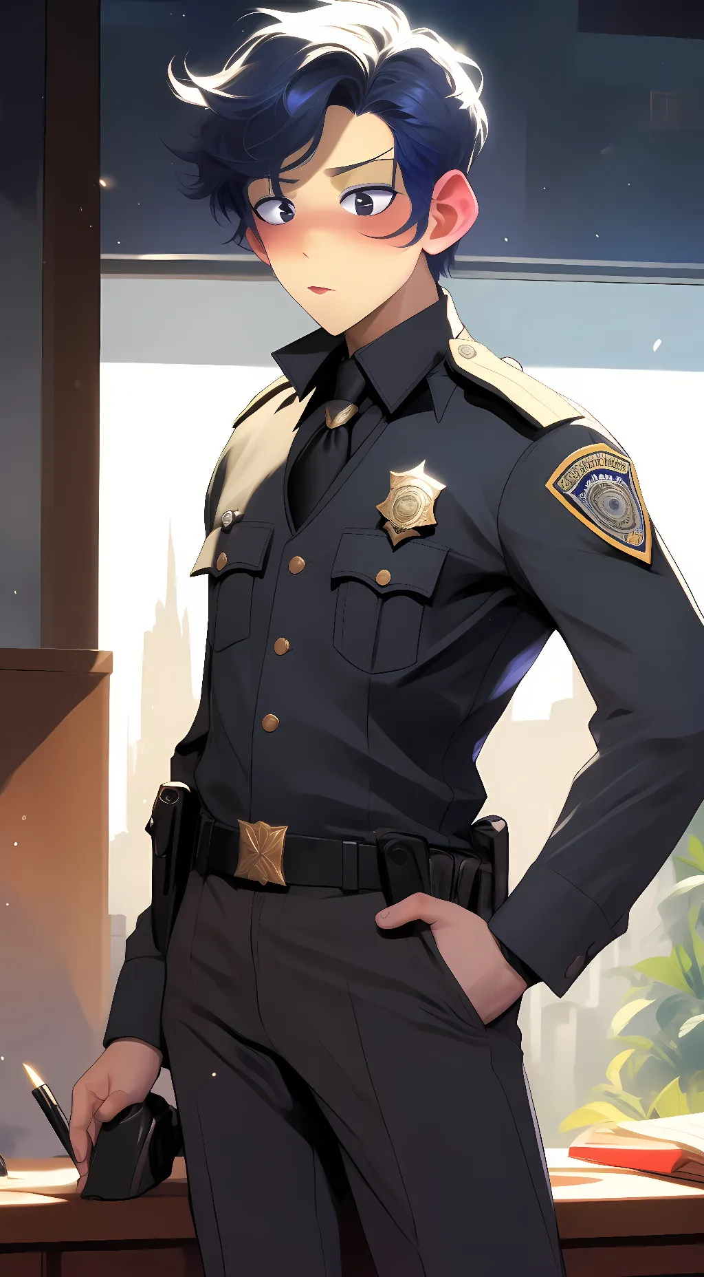 ai character: police Wally background