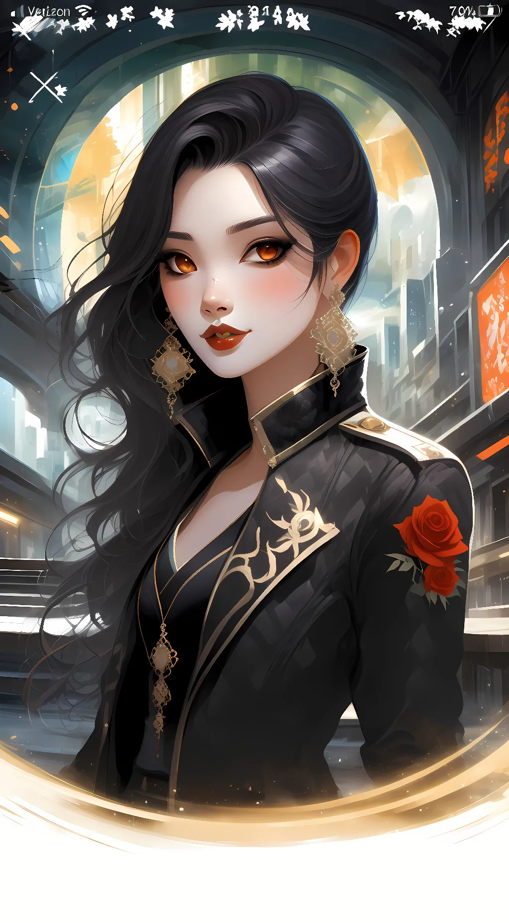 ai character: Violet Rose background