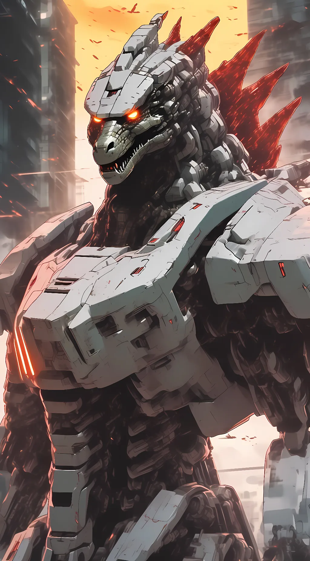 ai character: Mechagodzilla  background