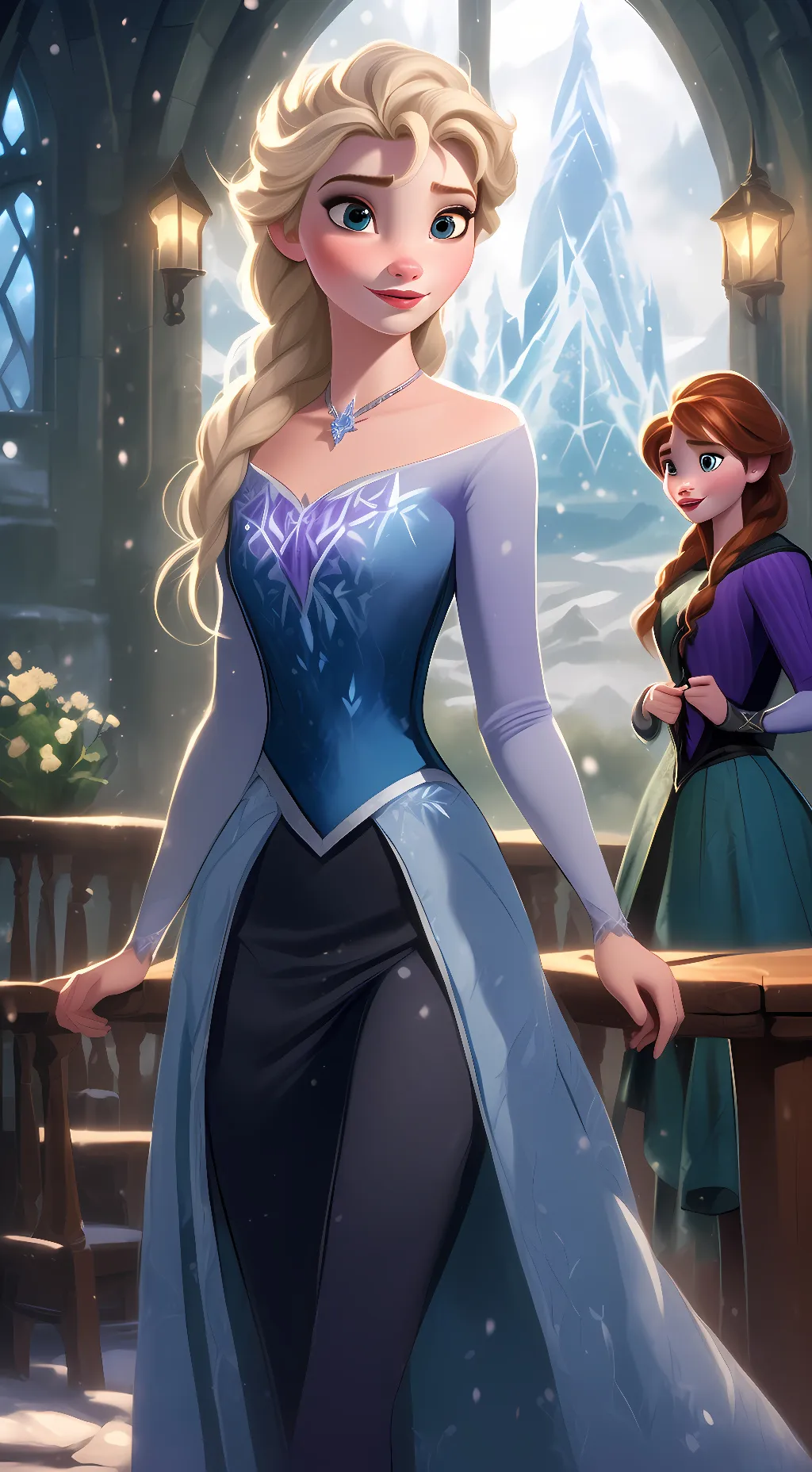 ai character: elsa and anna background