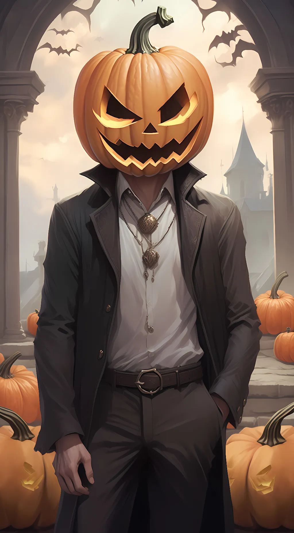 ai character: Pumpkin Head background