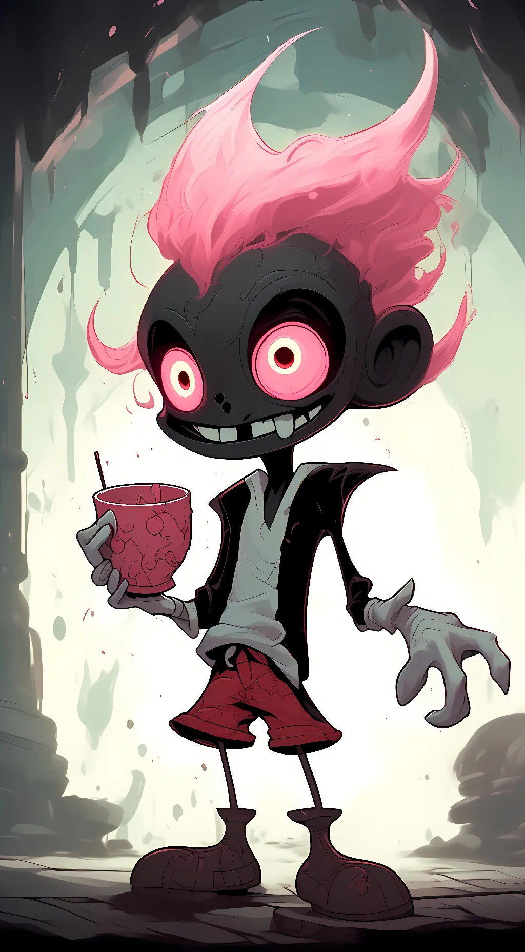 ai character: Nightmare Cuphead background