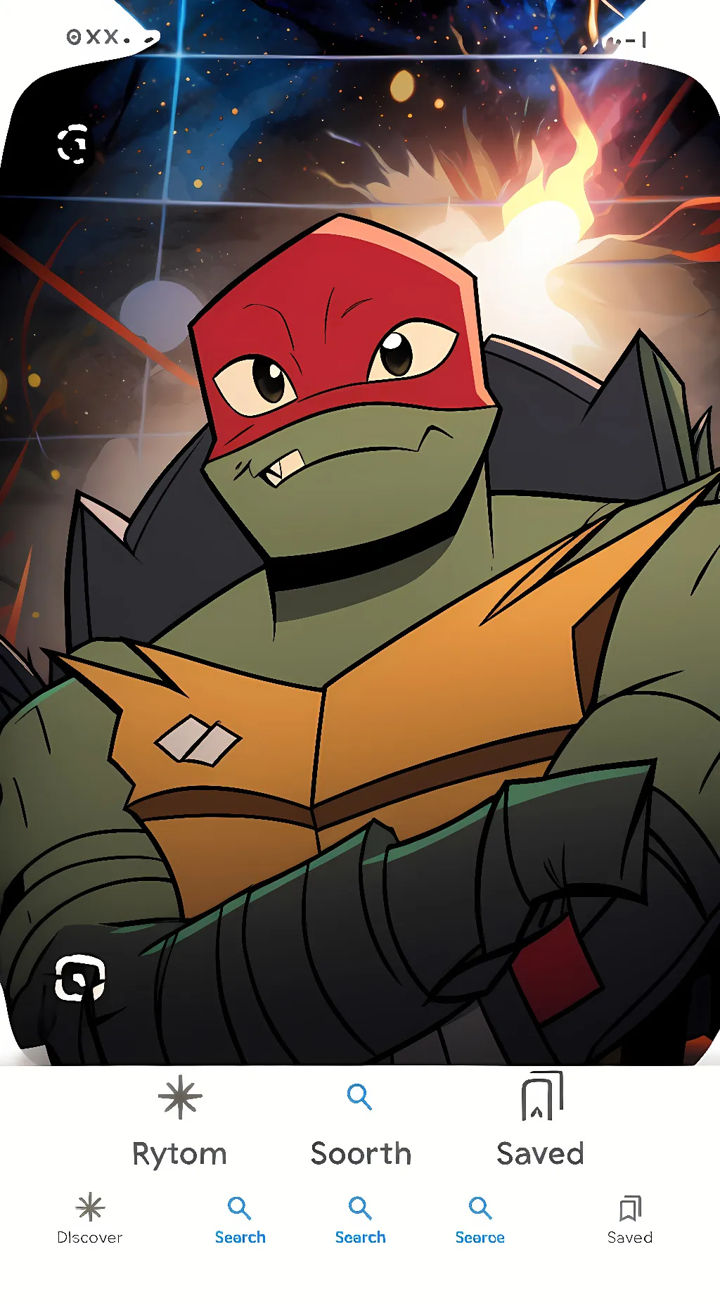 ai character: rottmnt Raphael  background