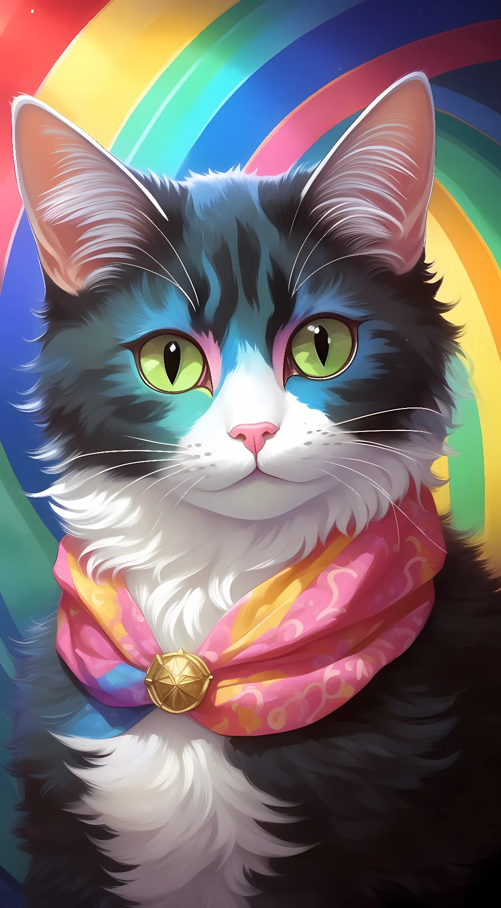 ai character: rainbow cat background