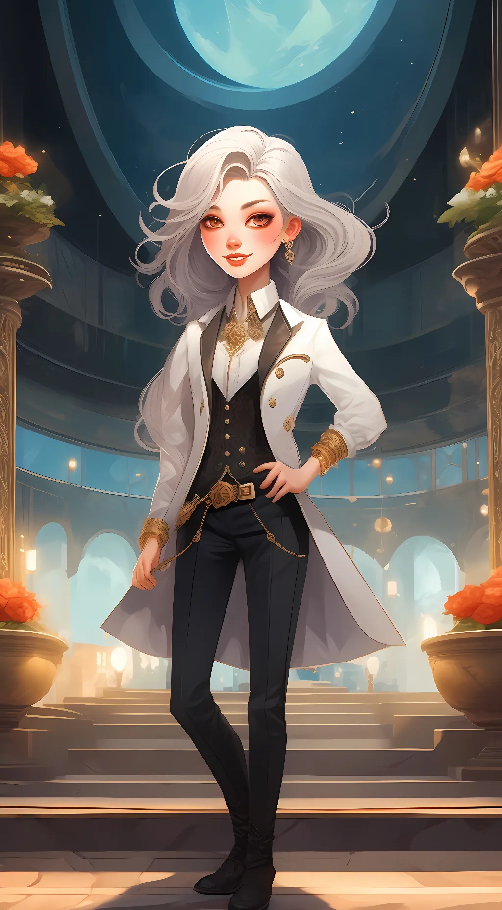 ai character: moon girl background