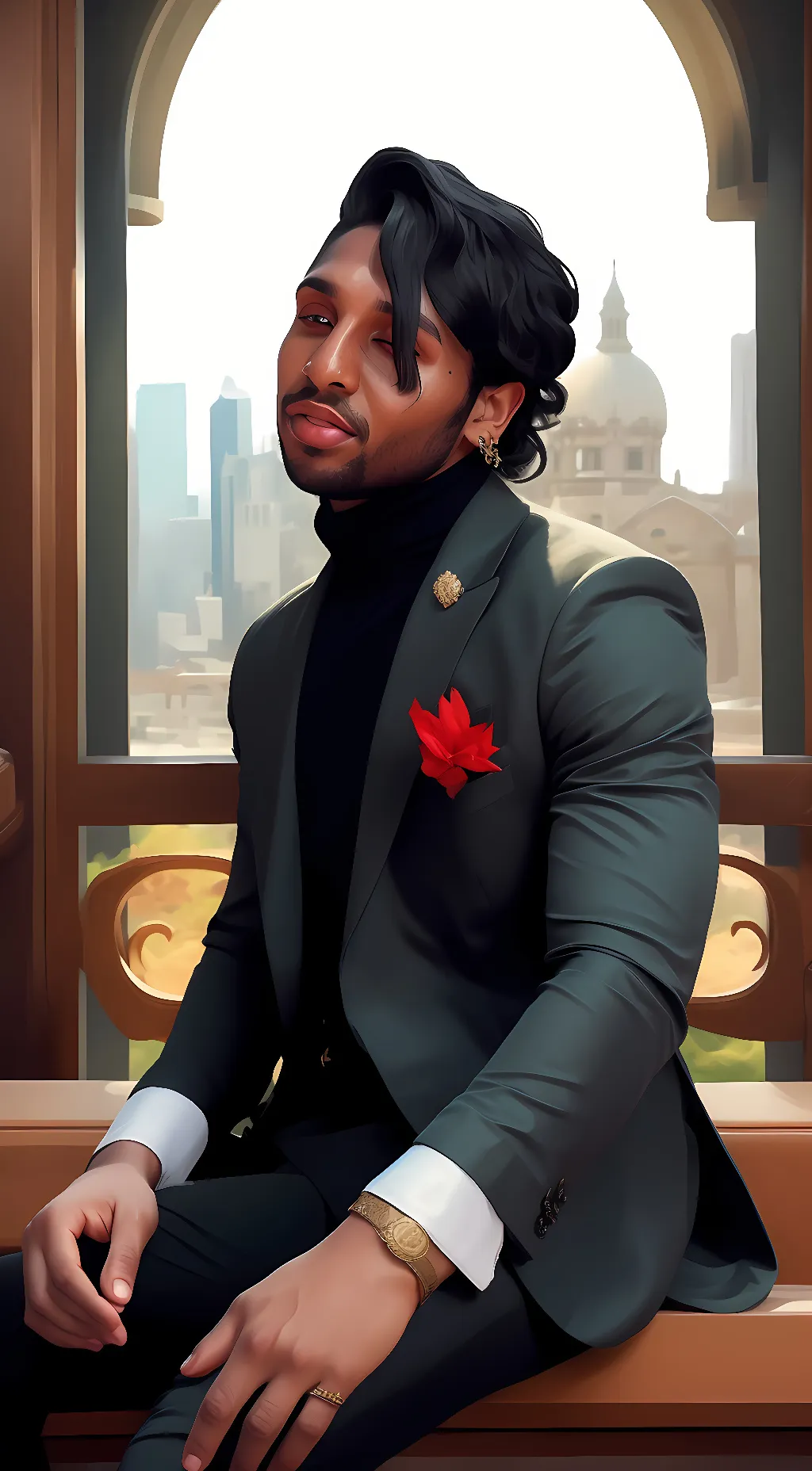 ai character: Ski mask  background