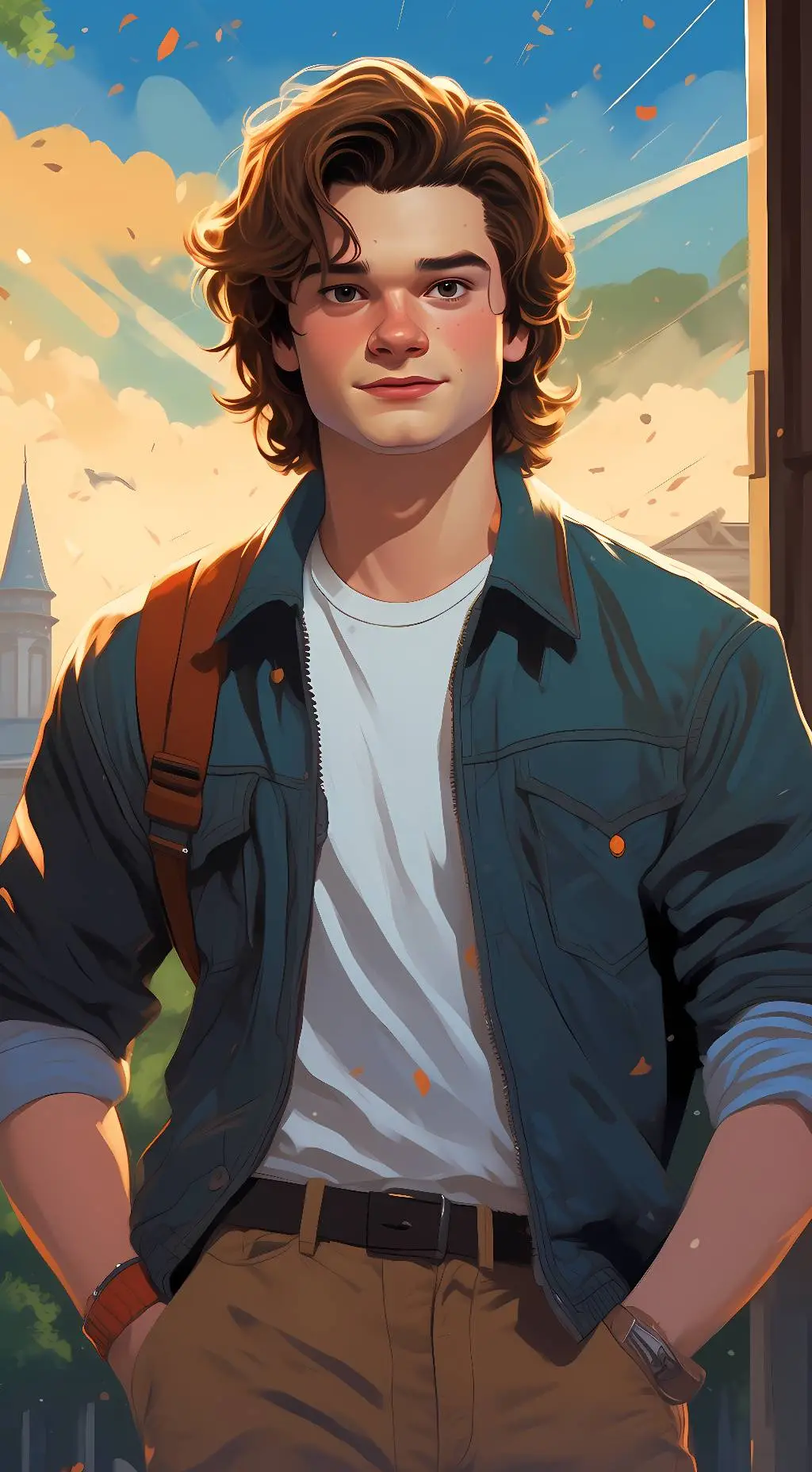ai character: steve Harrington  background