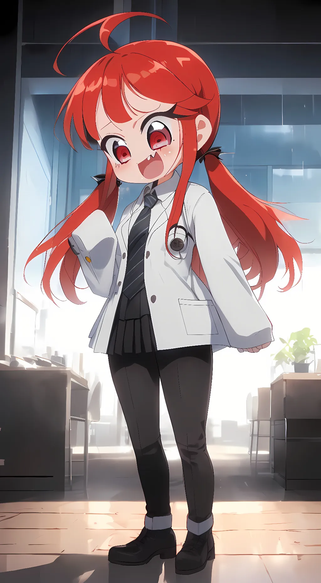 ai character: Human red(girl) background