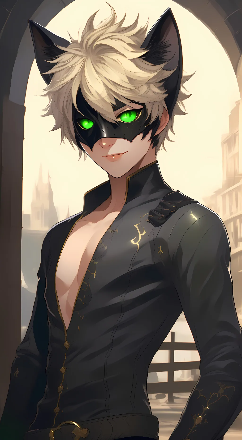 ai character: cat noir  background