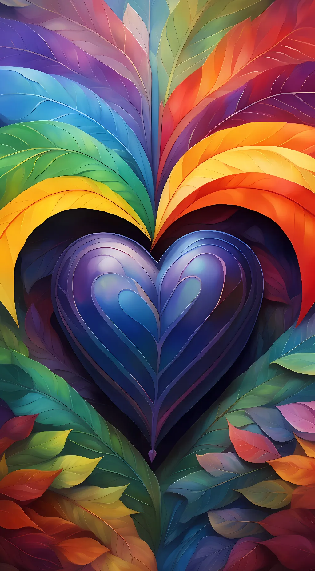 ai character: rainbow leaves  background